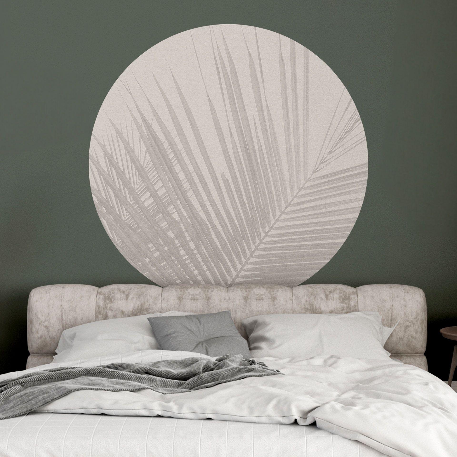 Wallsticker med palmeblade i hørlook - Bloomery Decor - Rund