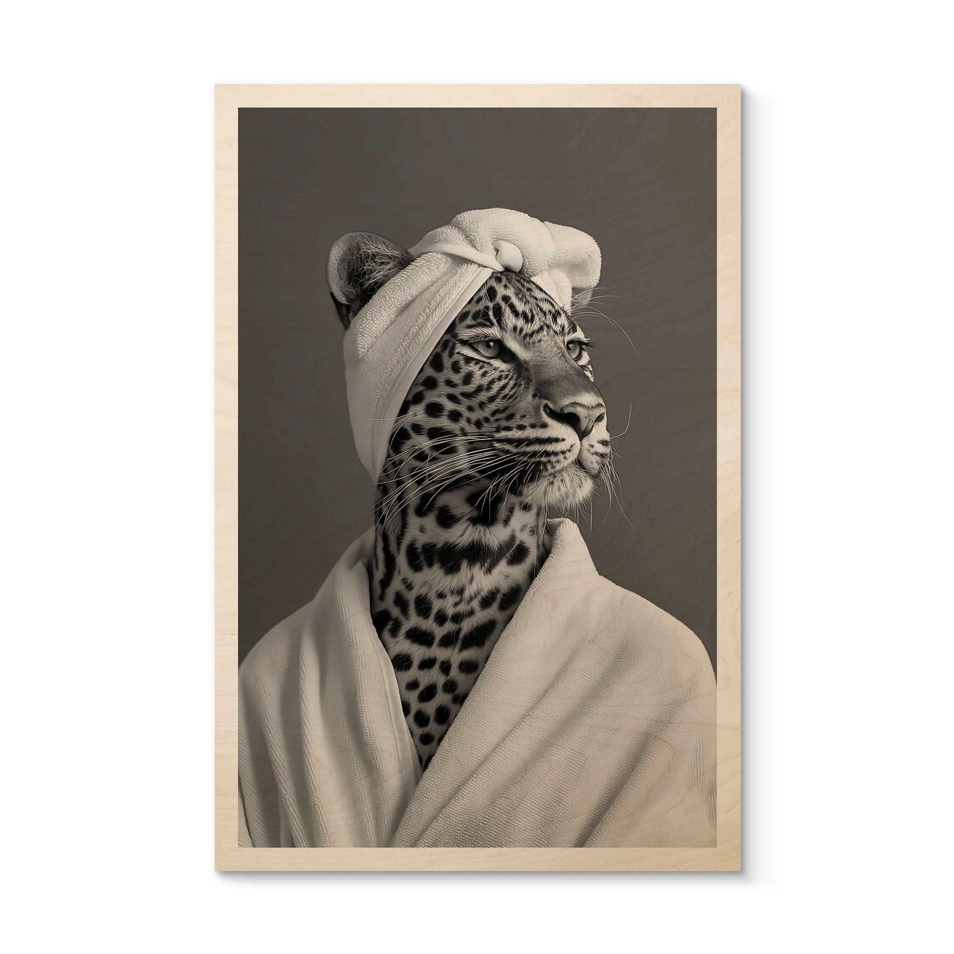 Cuadro de madera spa real tiempo muerto con leopardo - Rahner