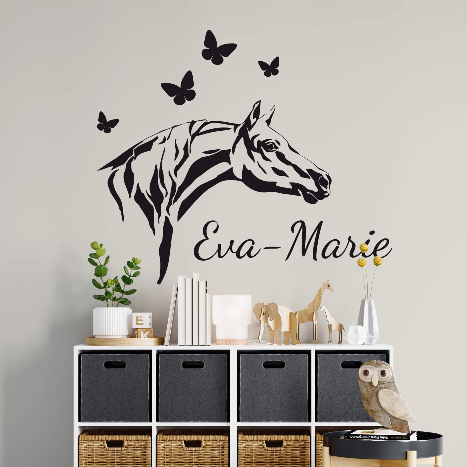 Wallsticker - Navn + hestehoved