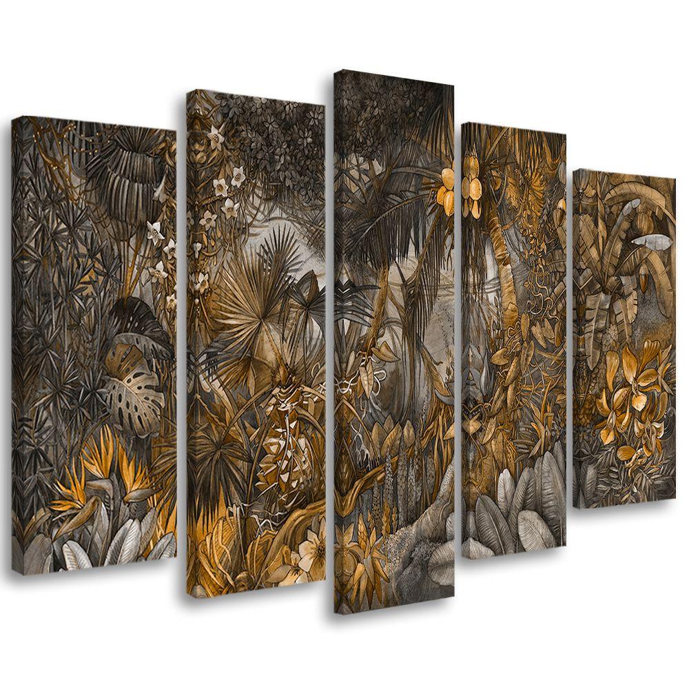 5 stykke lærredstryk Deep Jungle