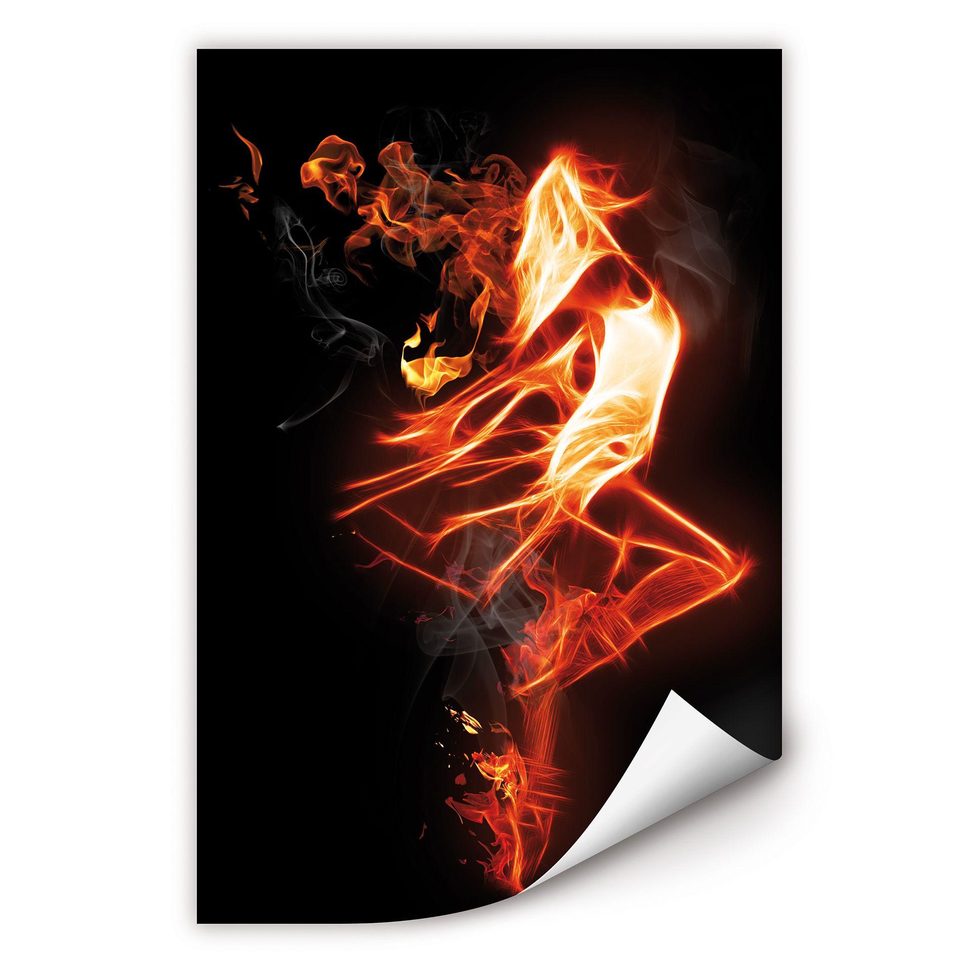 Poster autocollant - W - Danseuse en Flamme