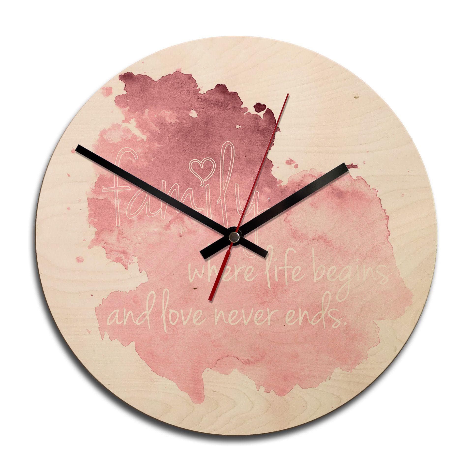 Horloge murale en bois - Family is where life begins 02 