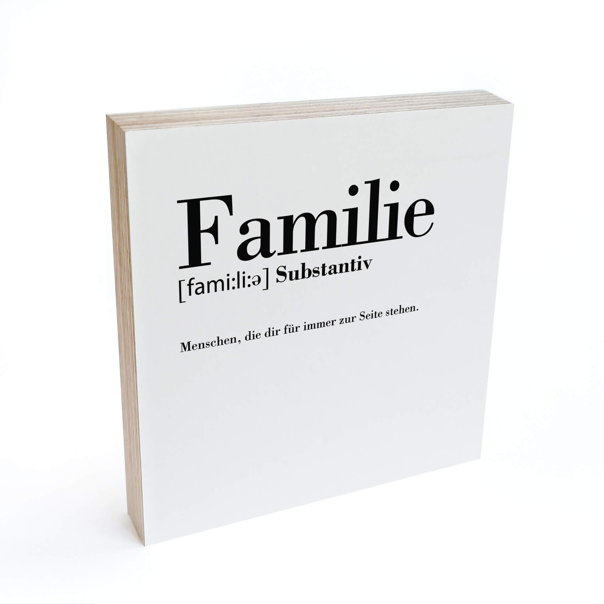 Holzbild zum Hinstellen - Grammatik - Familie - 15x15 cm