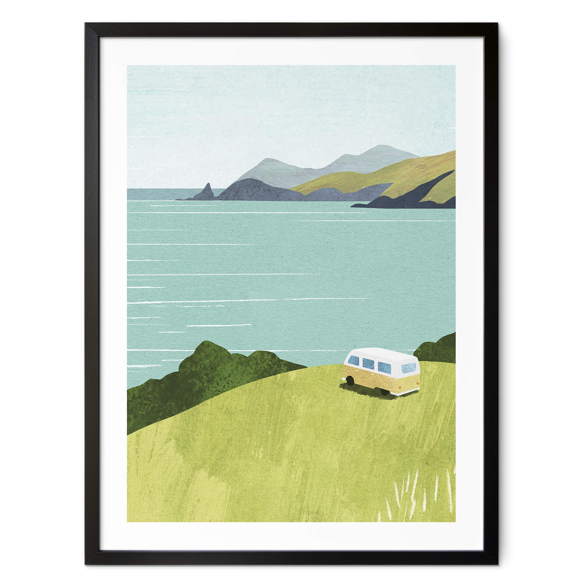 Póster Van La vida en la costa - Póster de viajes - Ríos