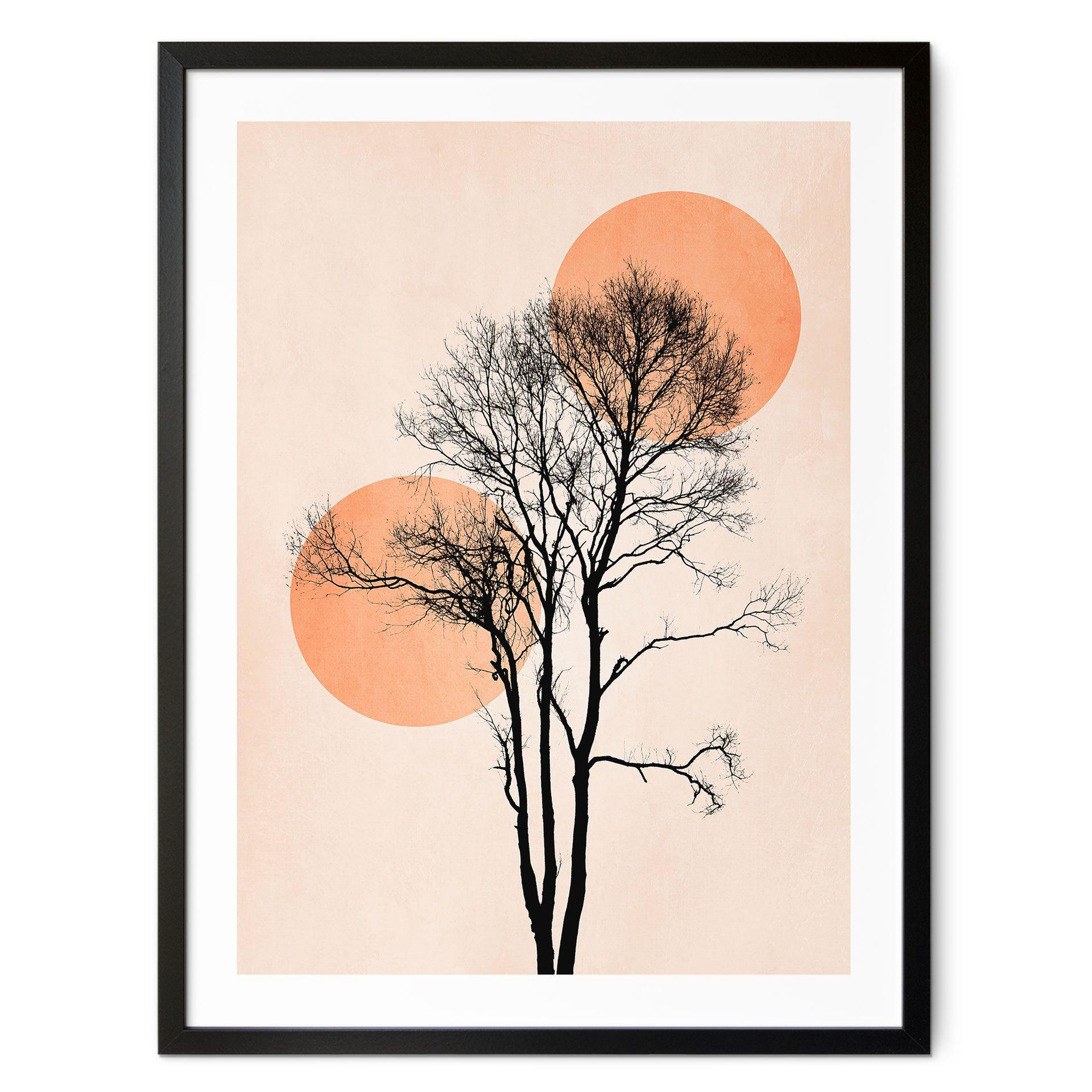 Póster sol y luna en naranja - Kubistika