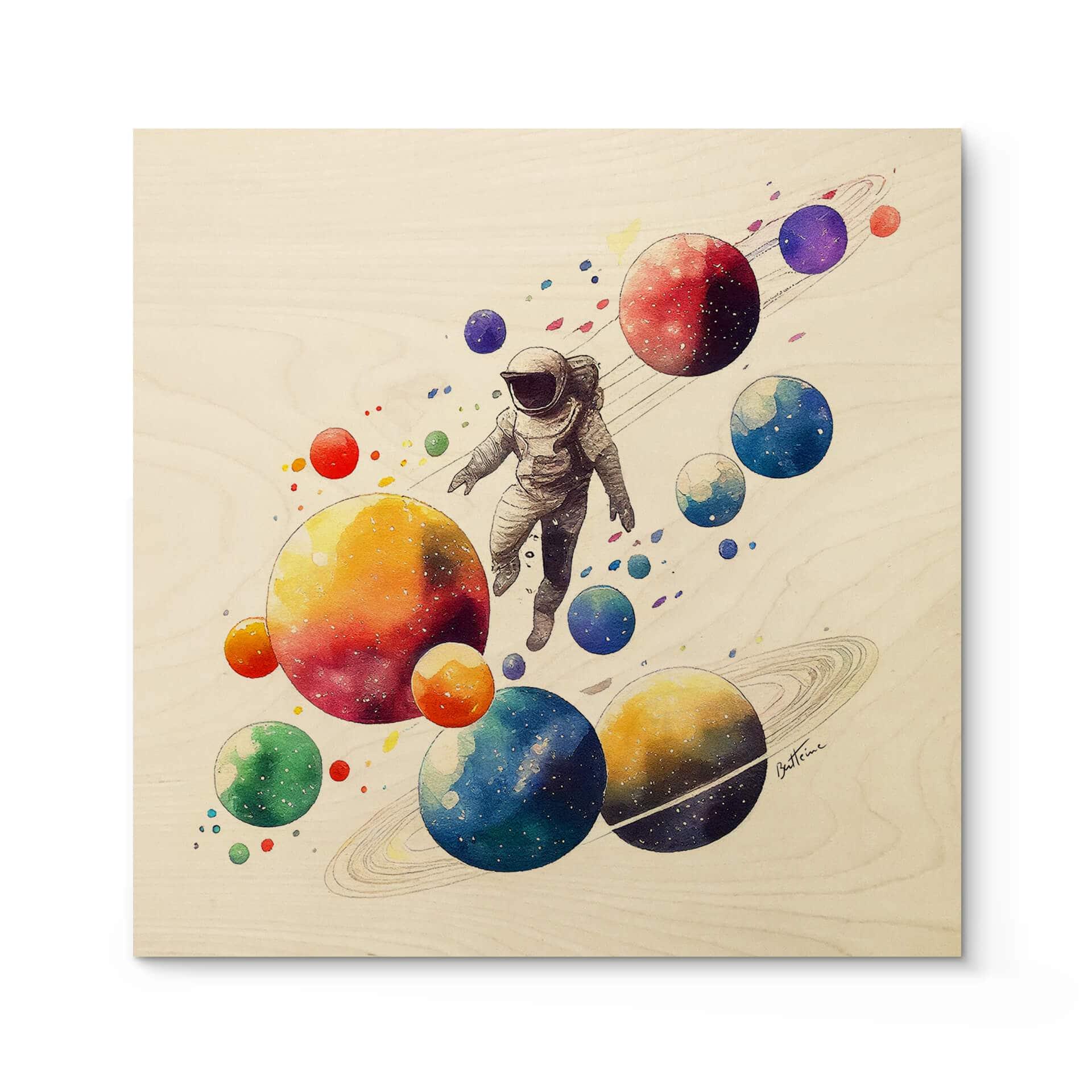 Træplakat Heine - Flying Astronaut