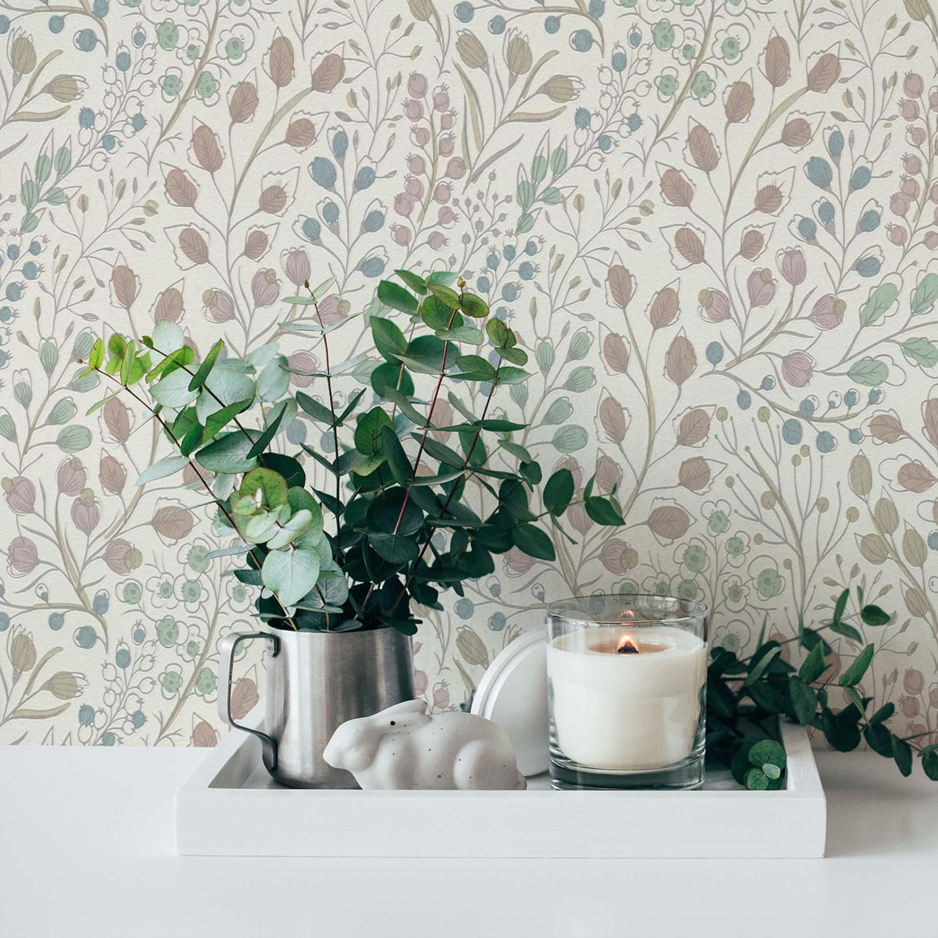 Papel pintado Floral Blanco Rosa - Papel pintado no tejido A.S. Création
