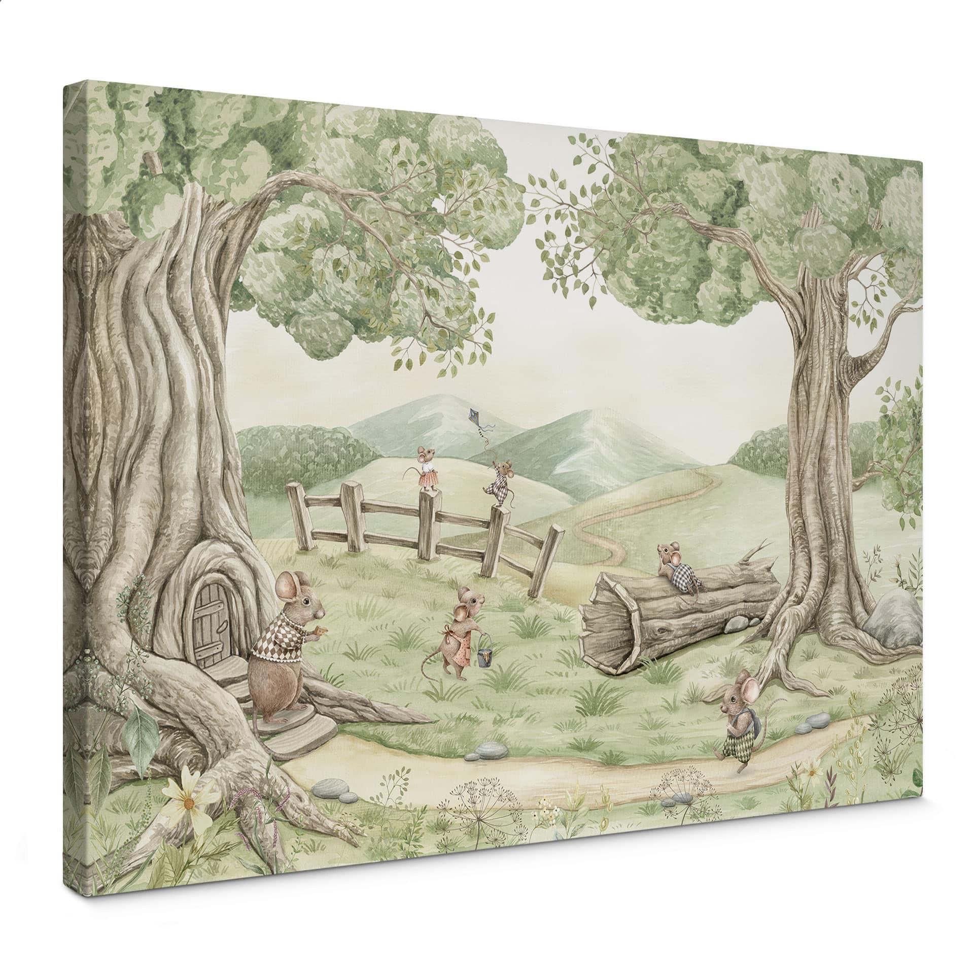 Lienzo familia ratón en el bosque - Kikki Belle