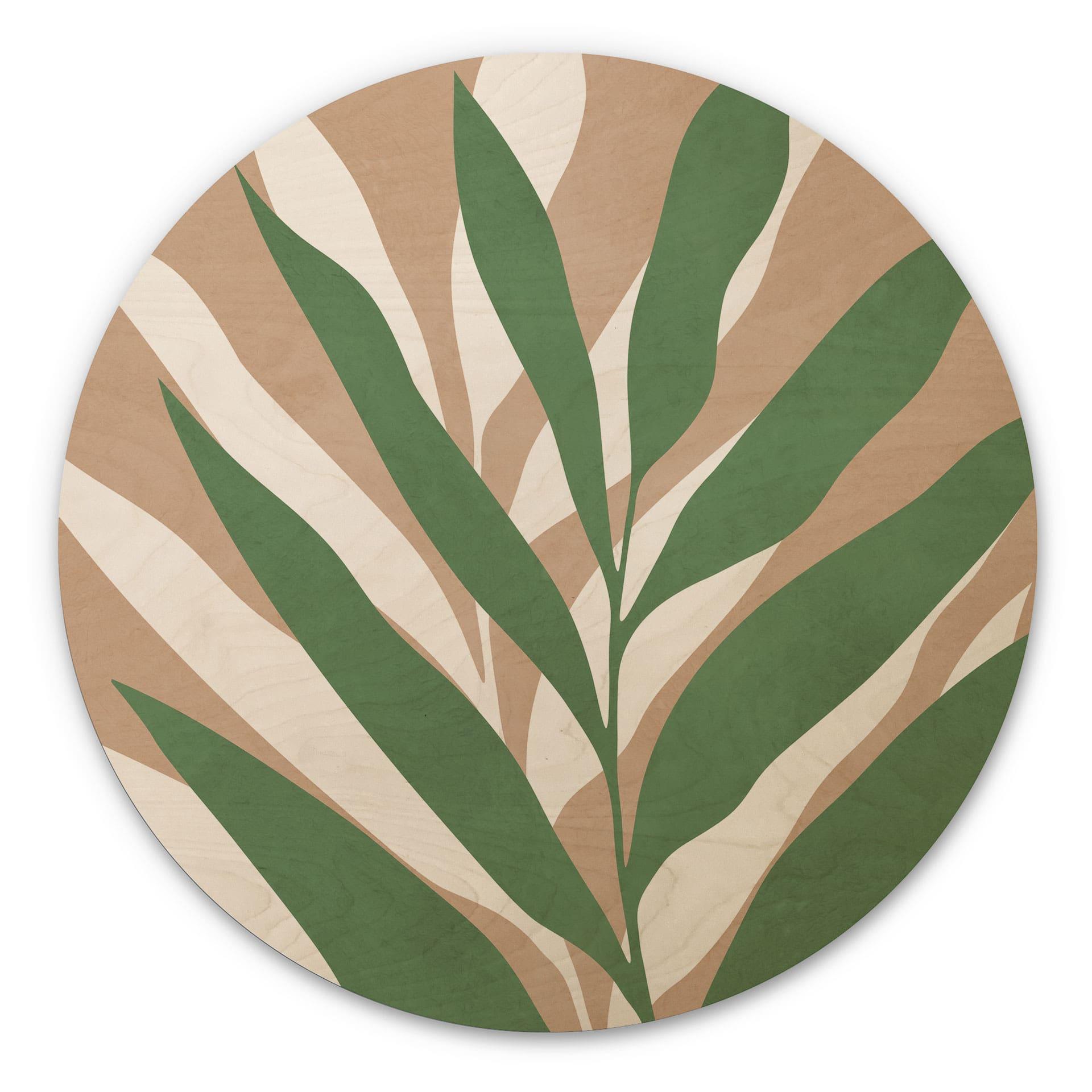 Cuadro de madera Ramas tropicales en un suave juego de colores - Costa - Redondo