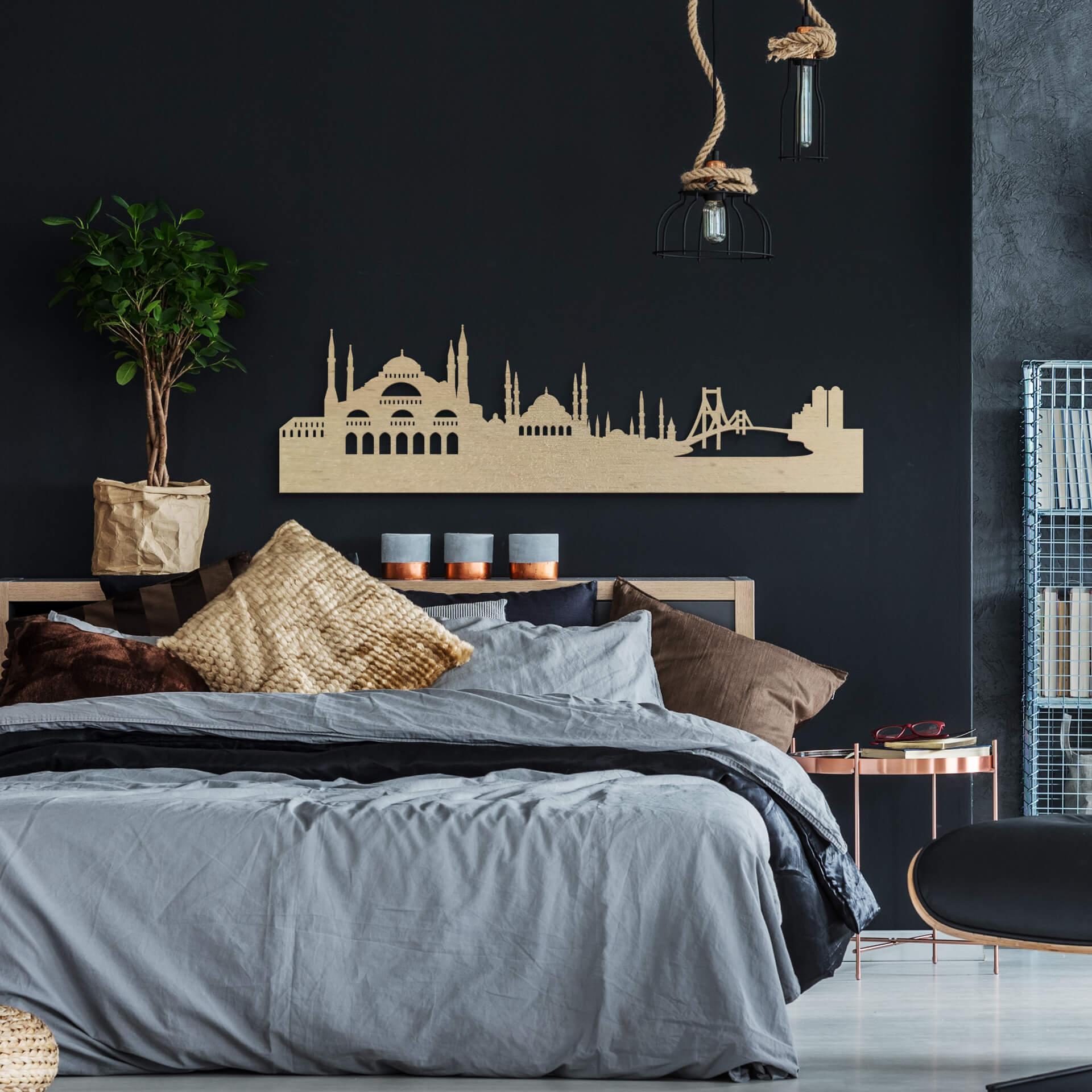 Chapa de madera de álamo artística - Skyline Estambul