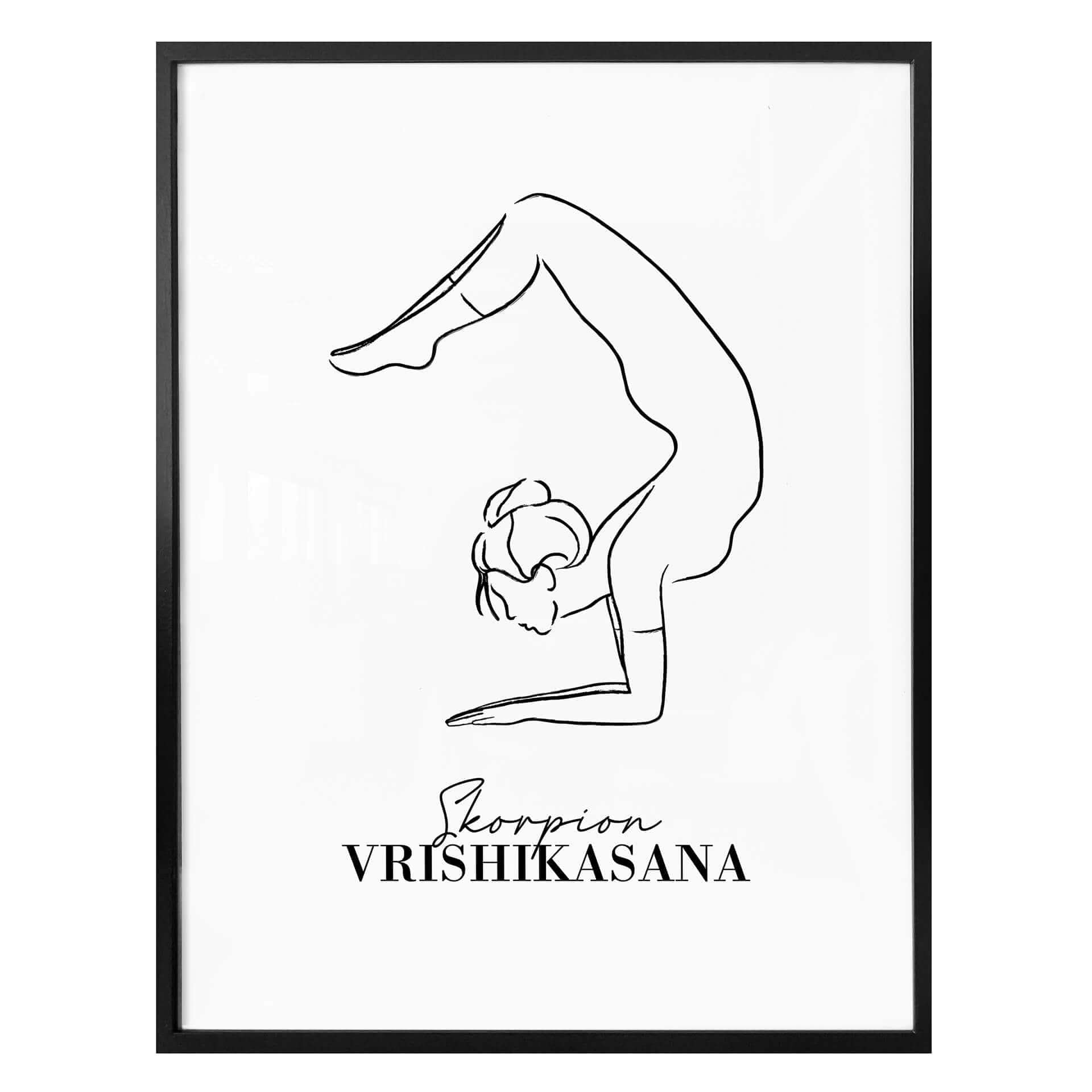 Plakat - Yoga Skorpion - Line Art
