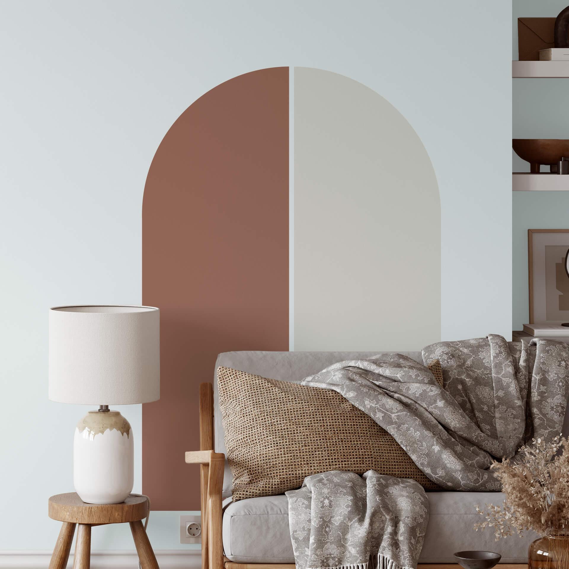 Wallsticker set of 2 half arches - pinkish red and beige
