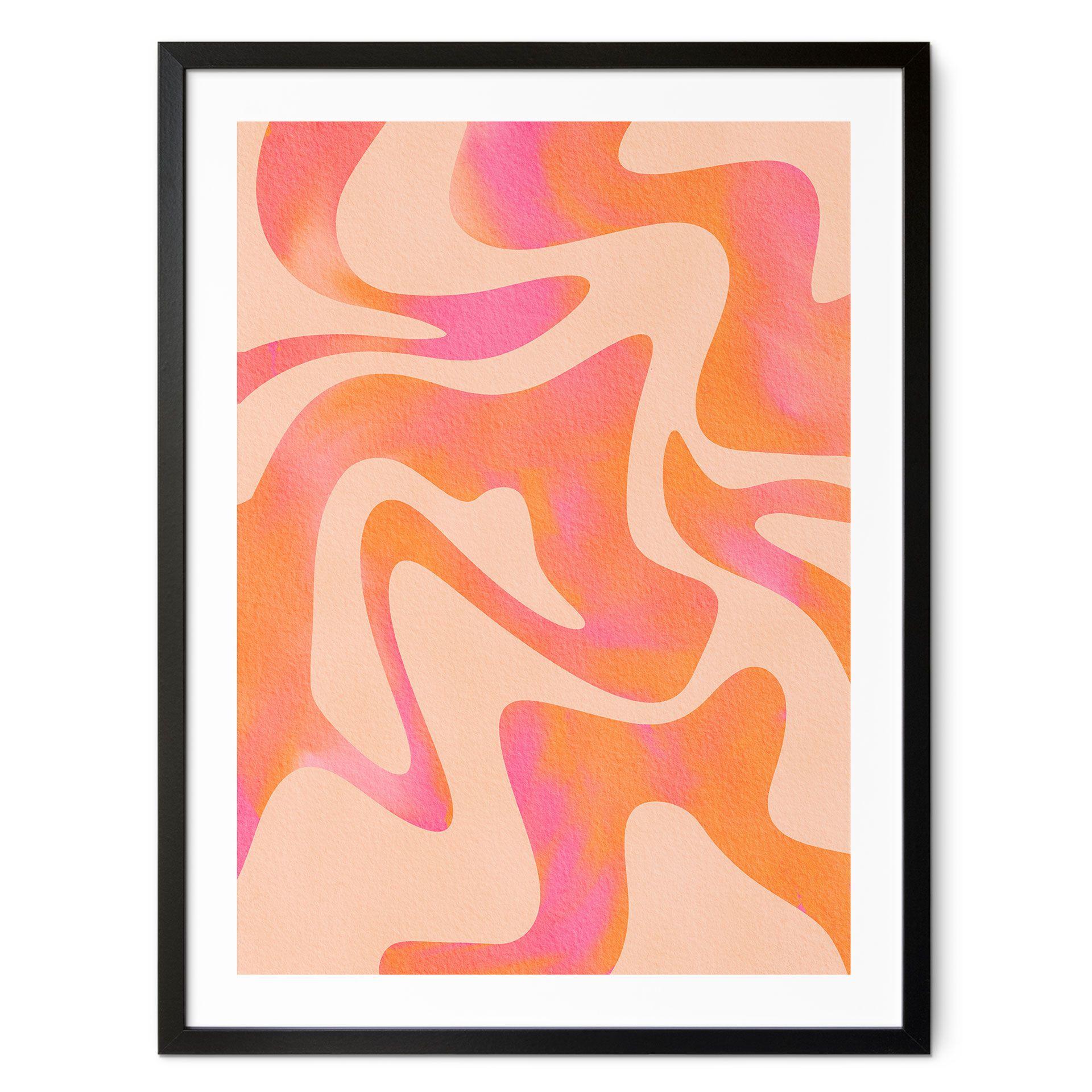 Póster Ondas abstractas en naranja-rosa - Bloom