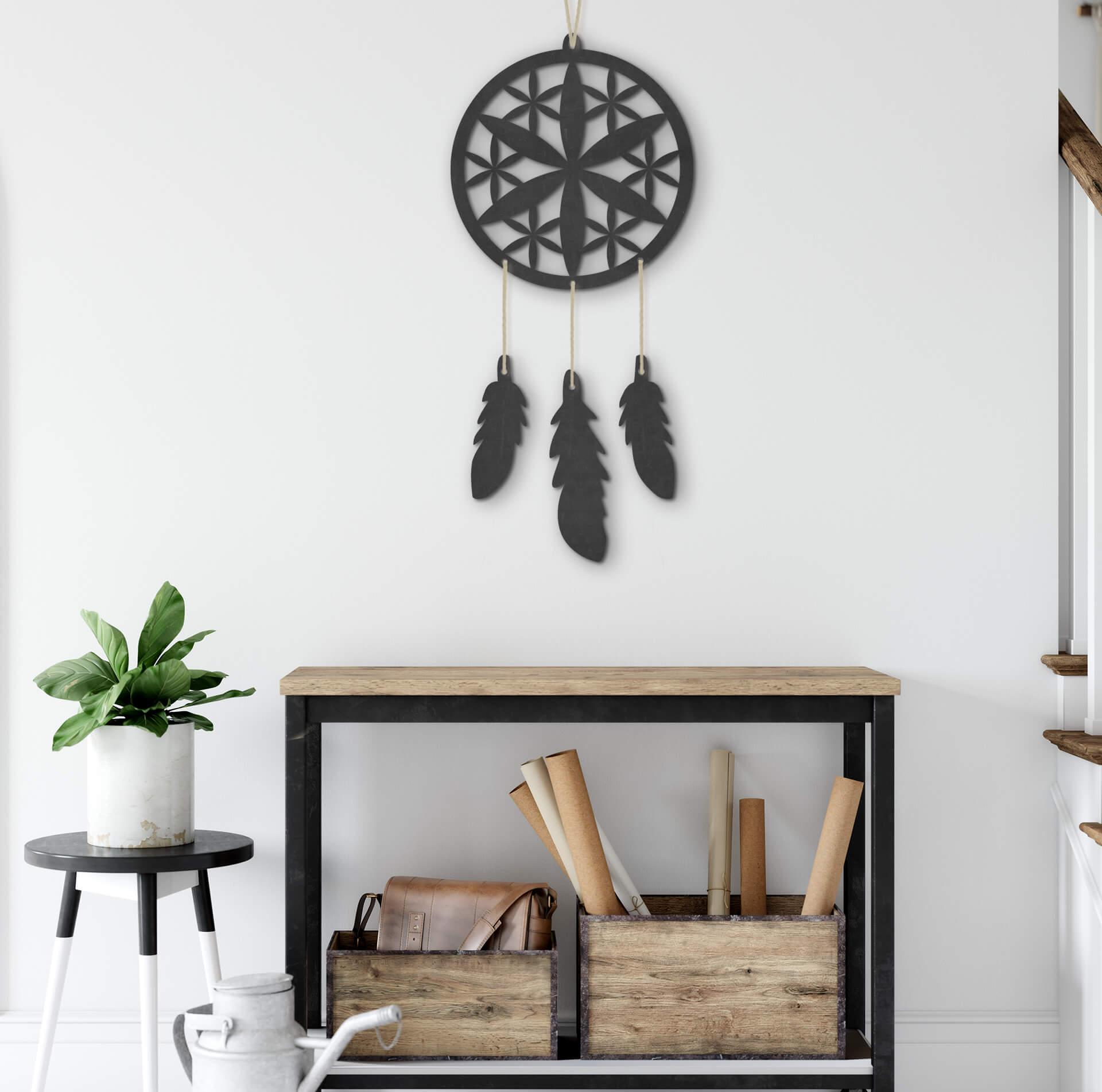 MDF - Decoración en madera - Atrapasueños flor (4 piezas)