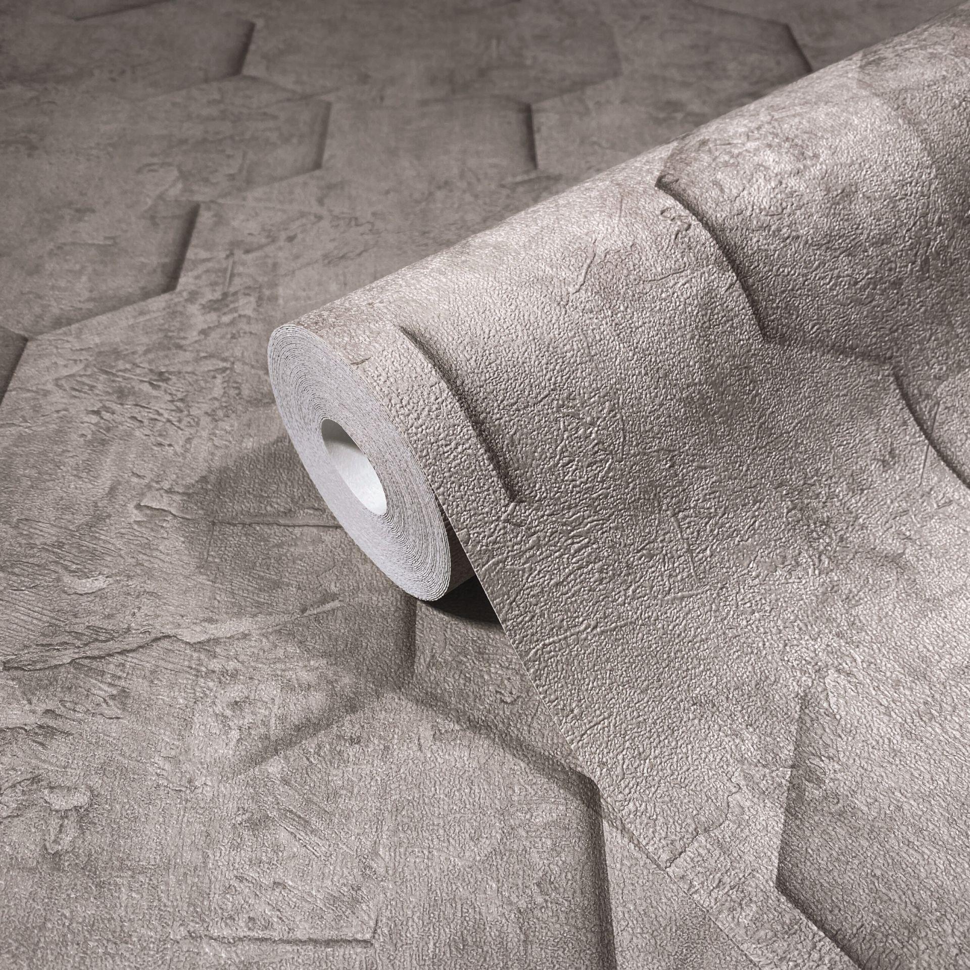 Non-woven tapet med 3D honeycomb mønster brun grafik 