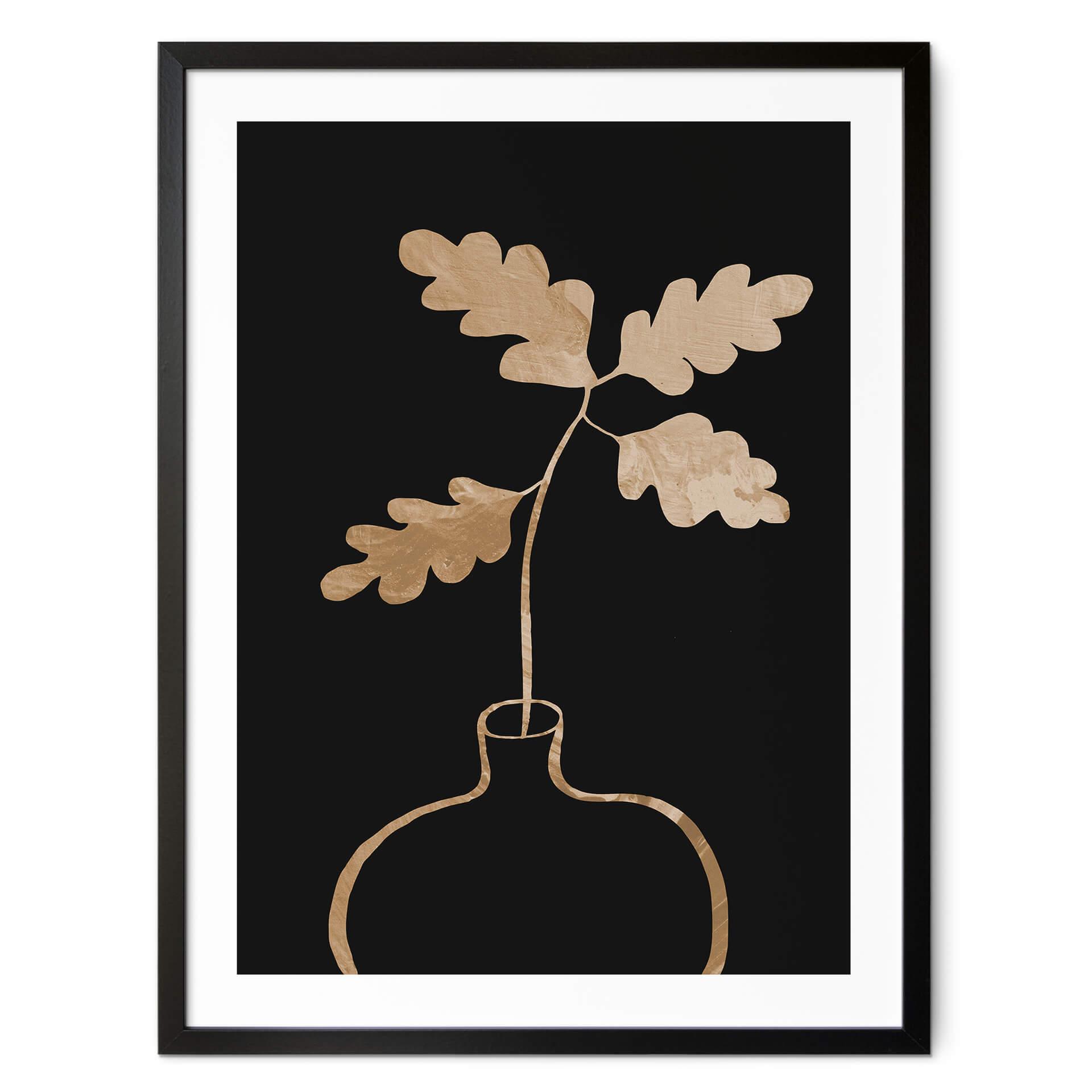 Póster 1X Studio - Hojas de roble doradas en un jarrón