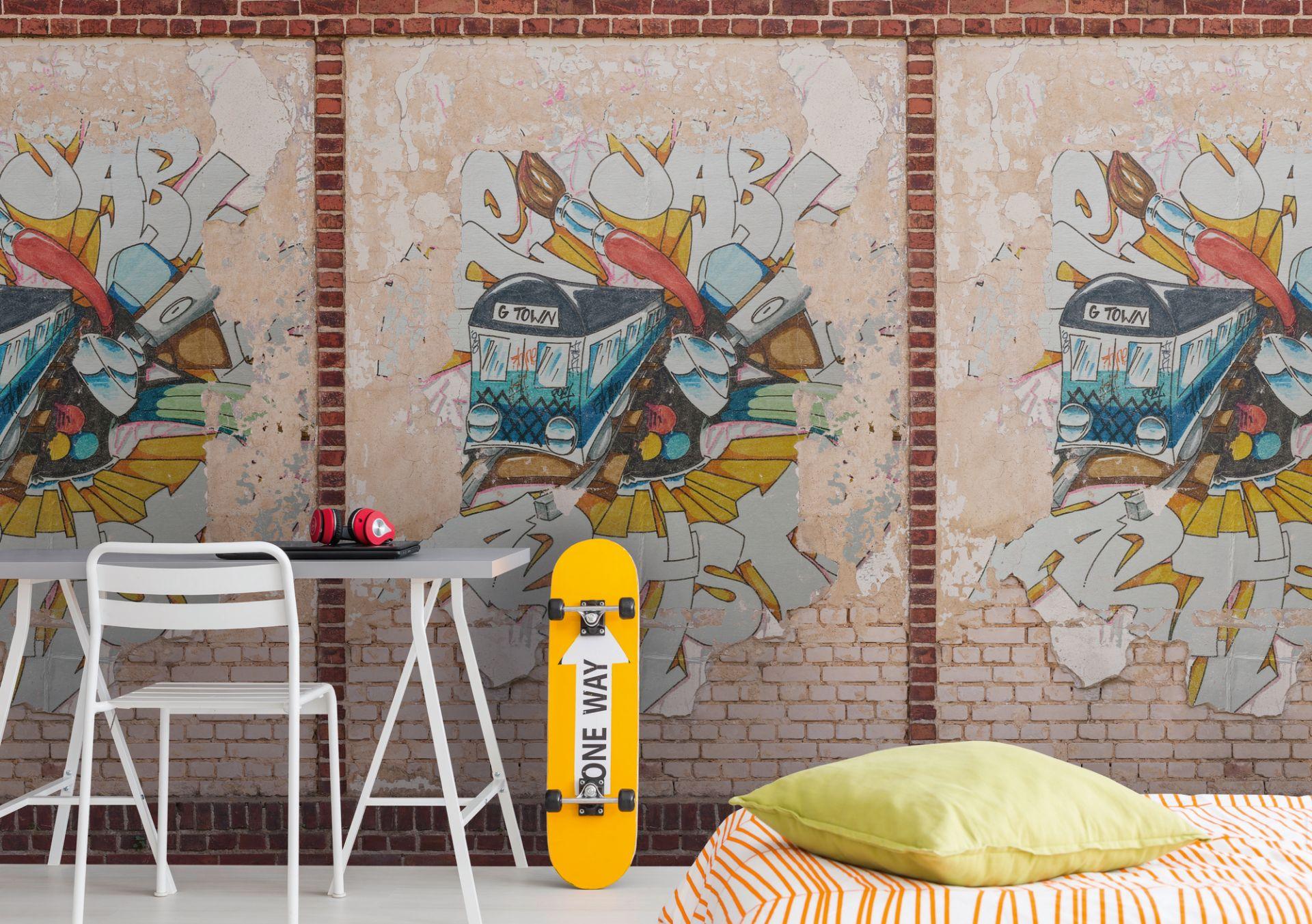 Graffiti tapet brun beige - non-woven tapet Industrial Livingwalls - mat og glat