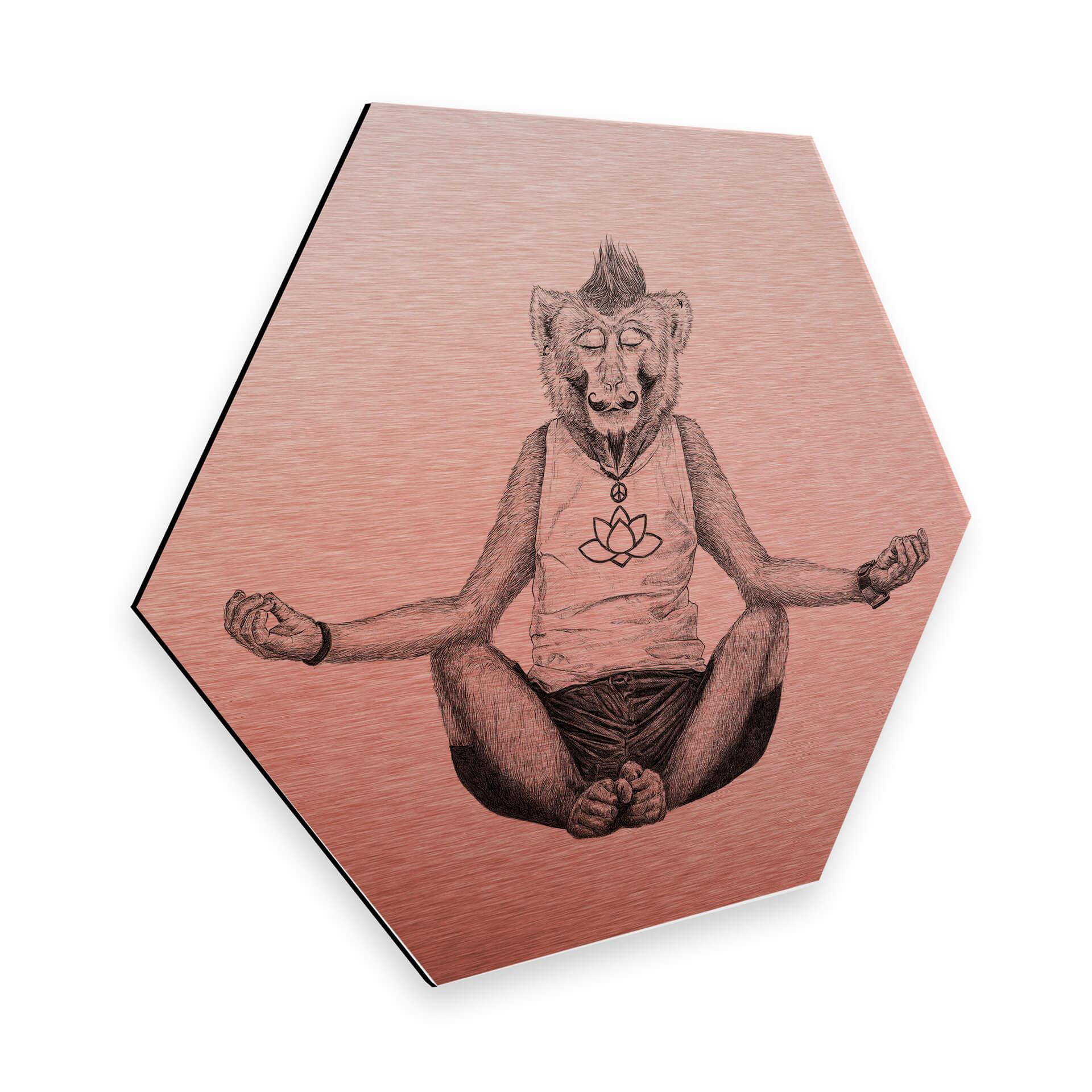 Hexagon - Alu-Dibond koper effect Kools - Monkey Yoga