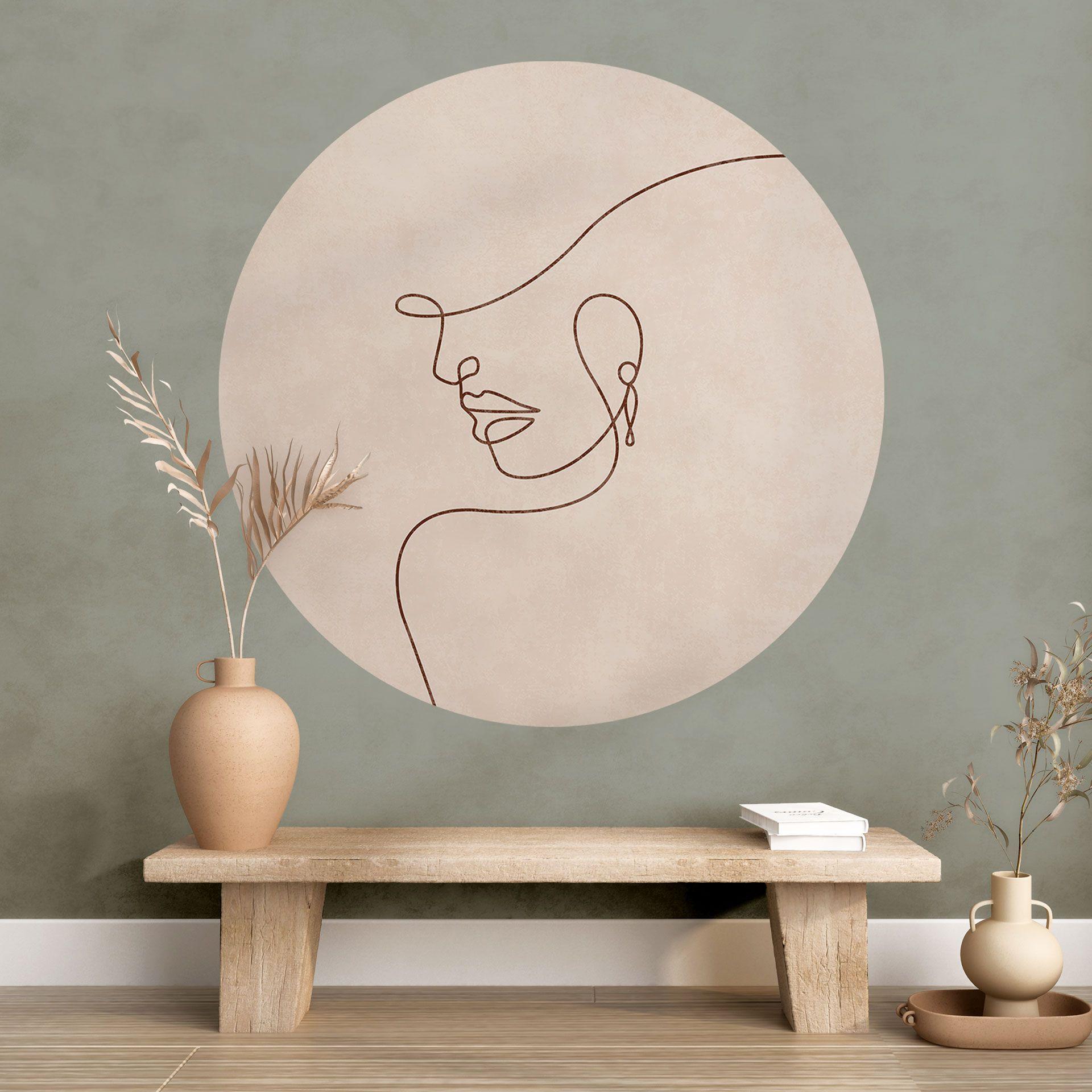Vinilo decorativo Delicados contornos de mujer - Line Art - Tunaboylu - Redondo