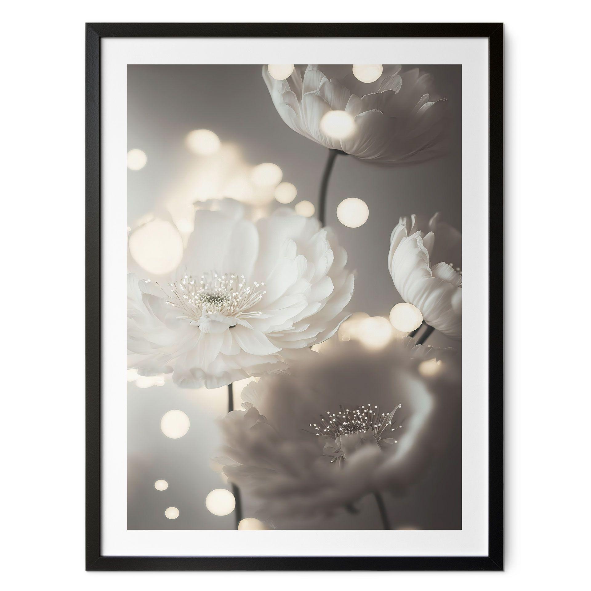 Póster Flores blancas en un mar de luz - Treechild