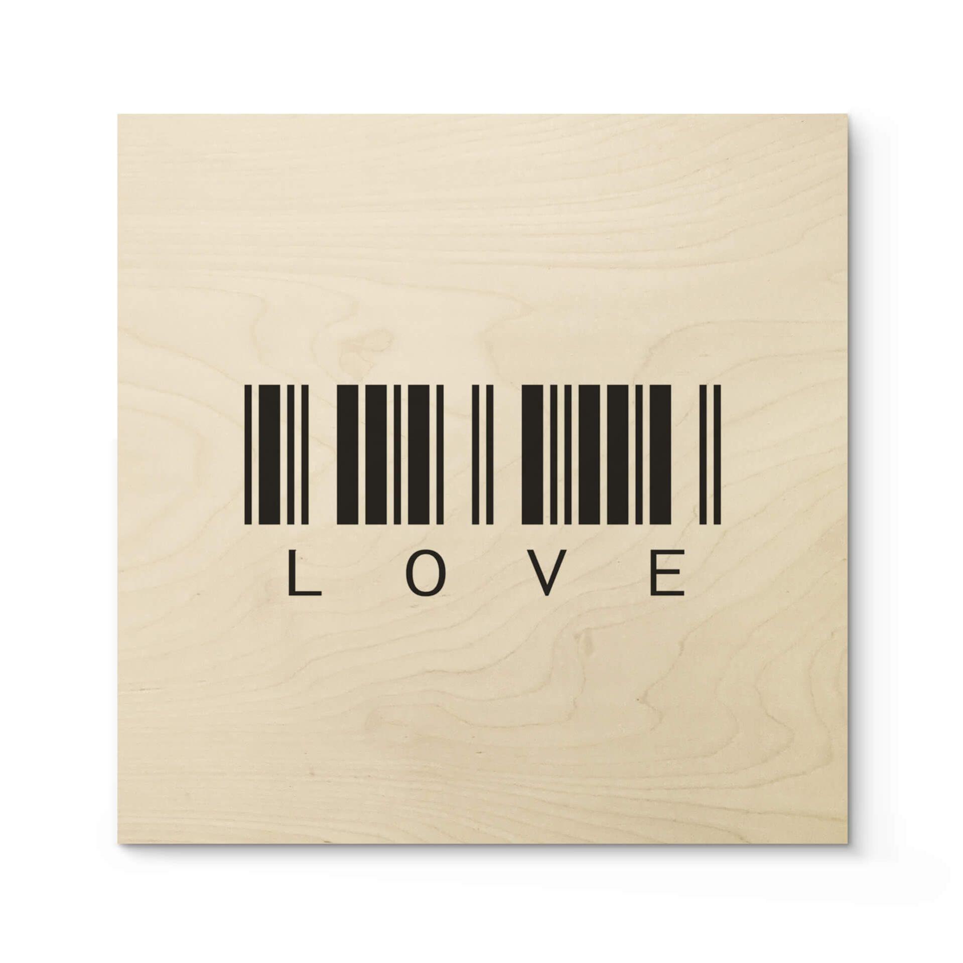 Cuadro de madera Código de barras Amor - Cuadrado