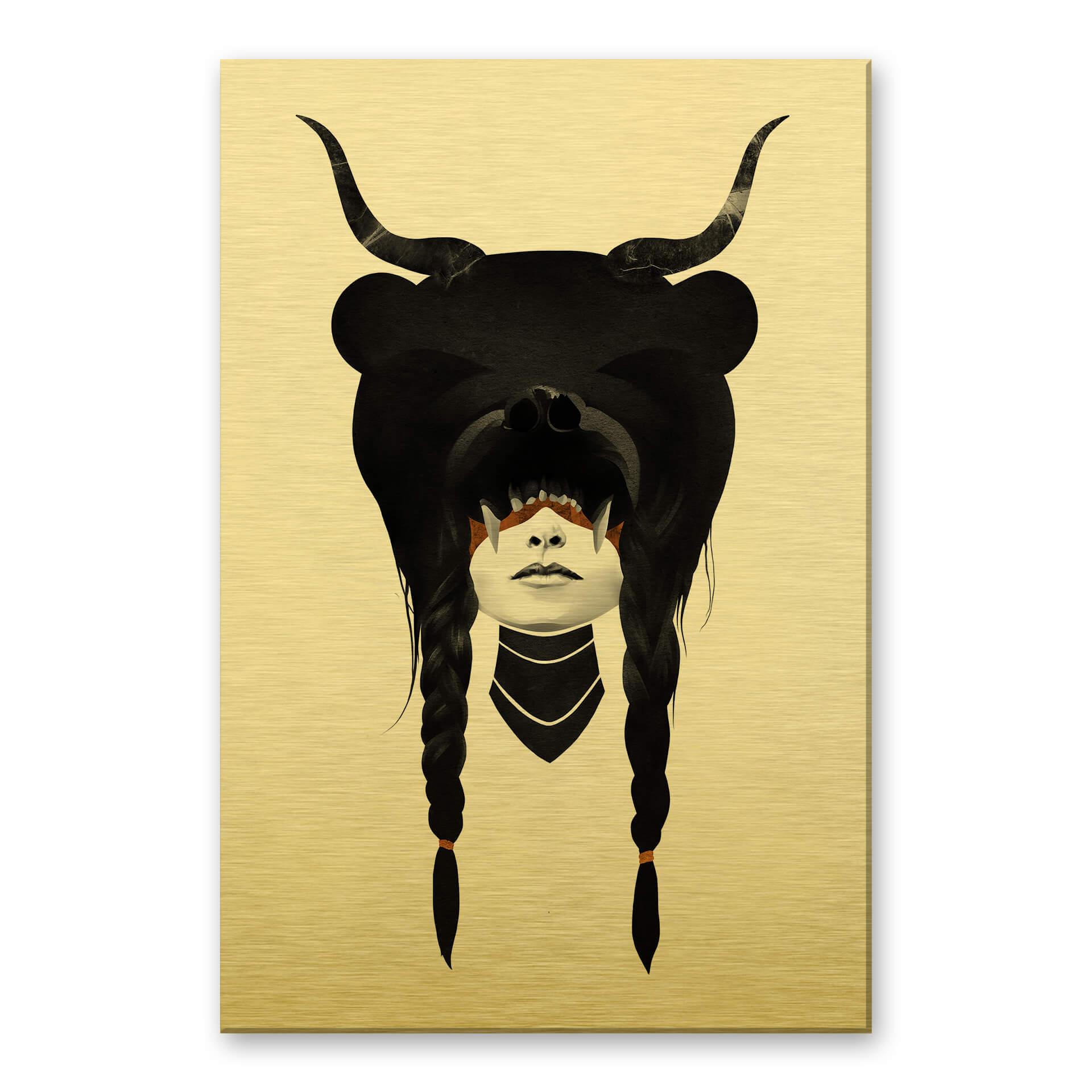 Tableau sur alu-Dibond effet doré Ireland - Bear Warrior 