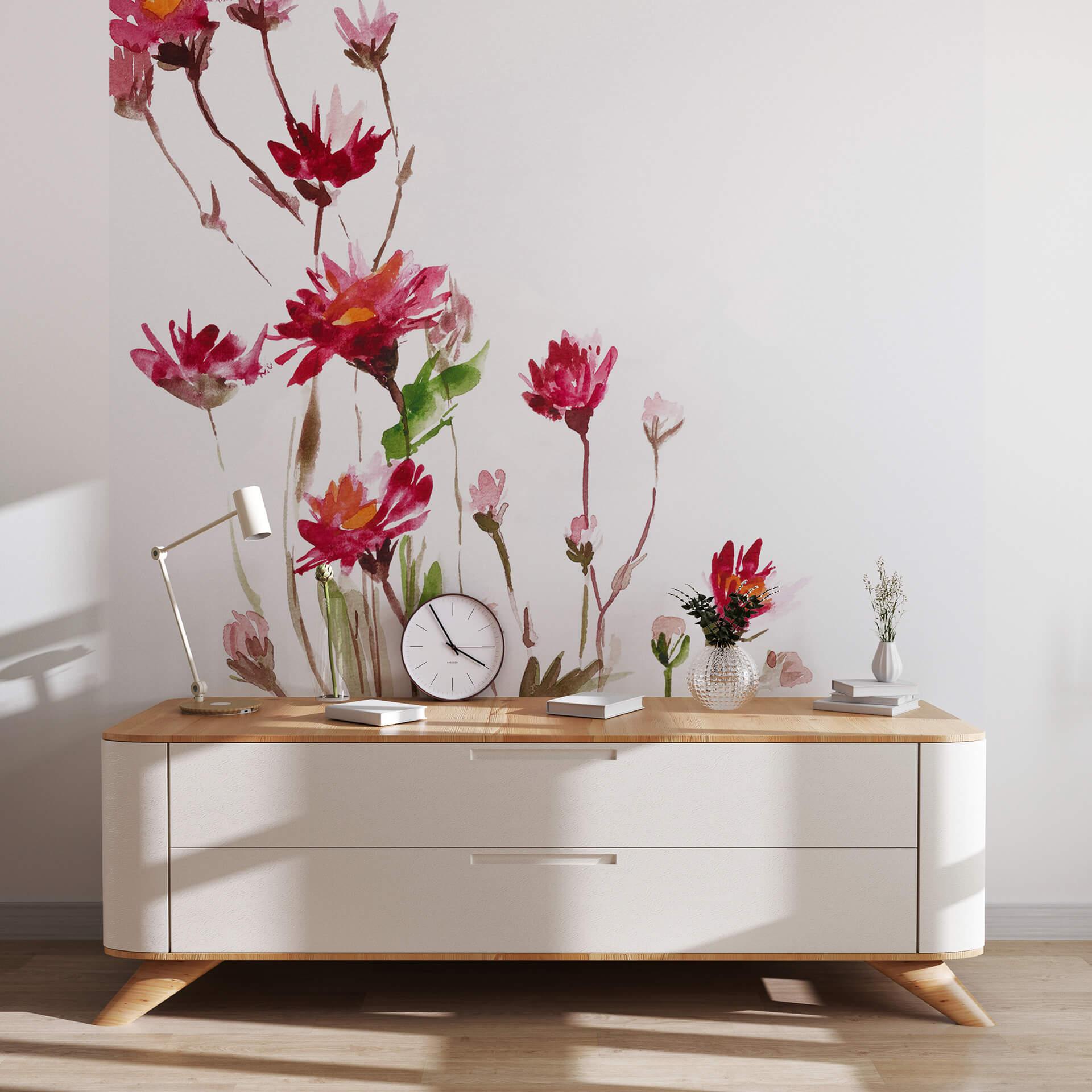Illustreret markblomst ophængeligt Fototapet