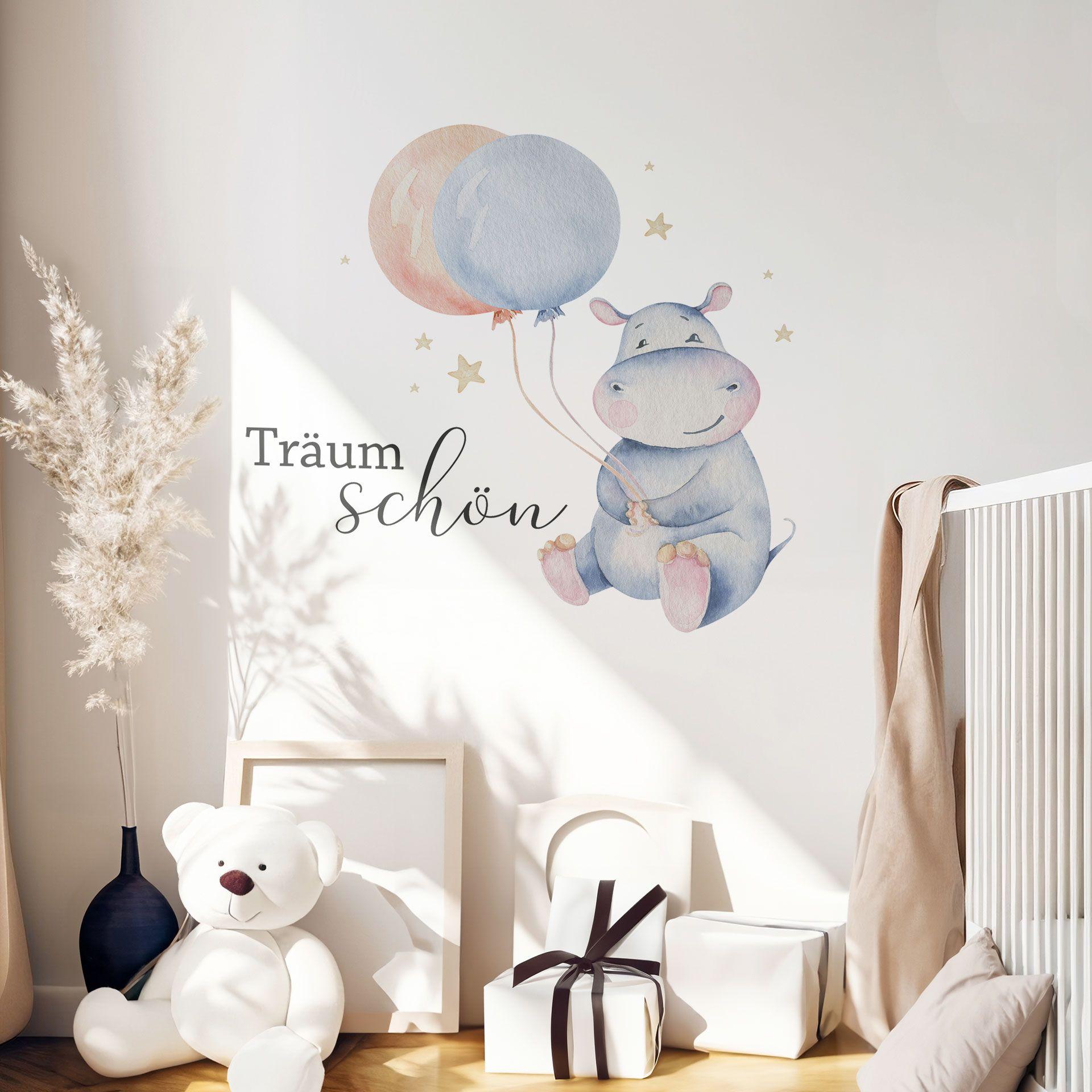 Sticker mural Kvilis - Träum schön - Hippopotame 