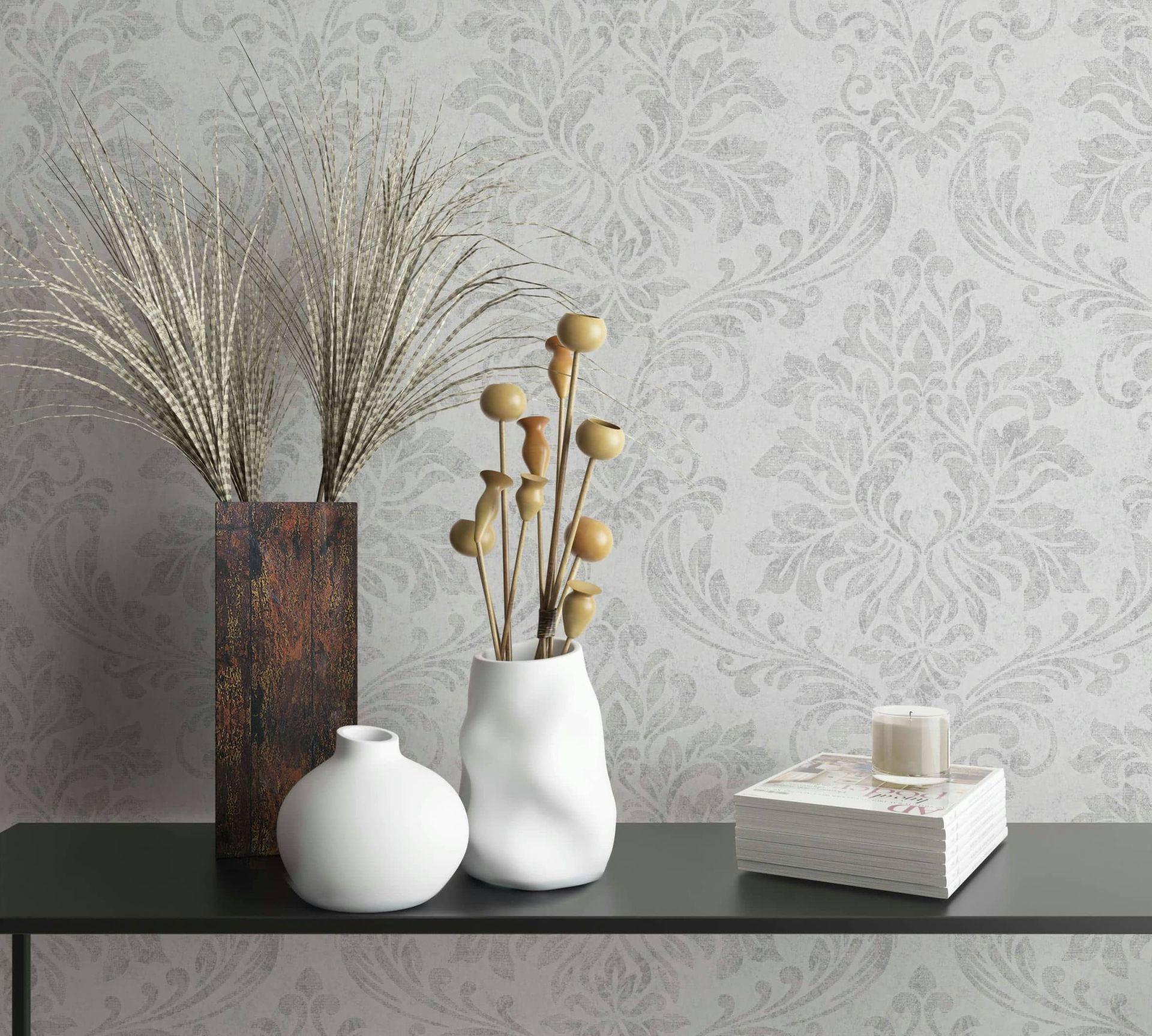 non-woven tapet grå ornamental til stue soveværelse kontor marburg tapet