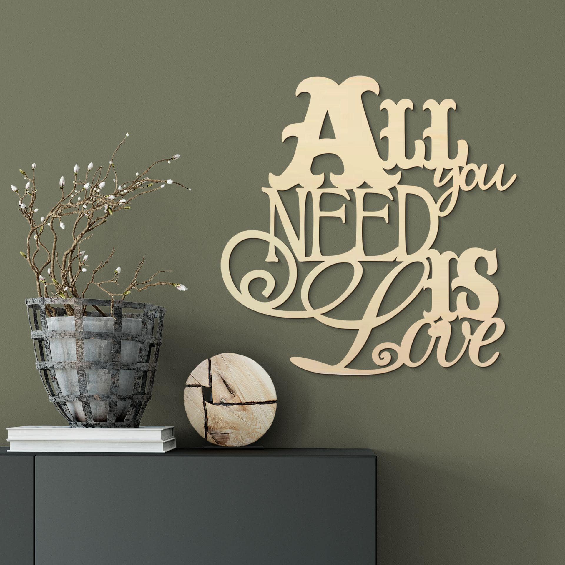 Træbogstaver - All you need is love - Poppel