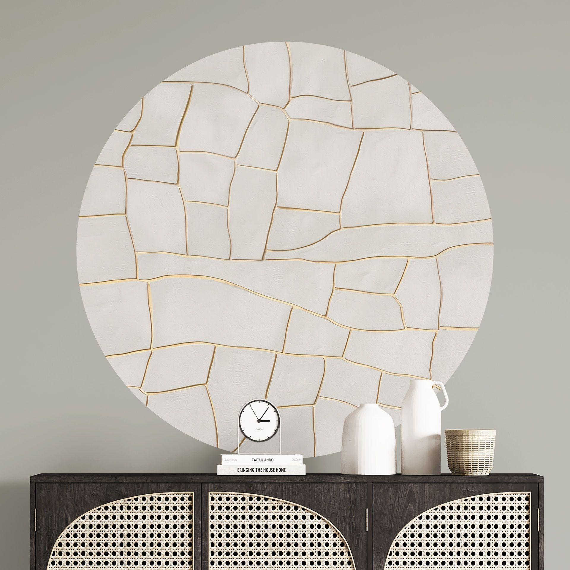 Vinilo decorativo abstracto craquelado beige - Alma - Redondo