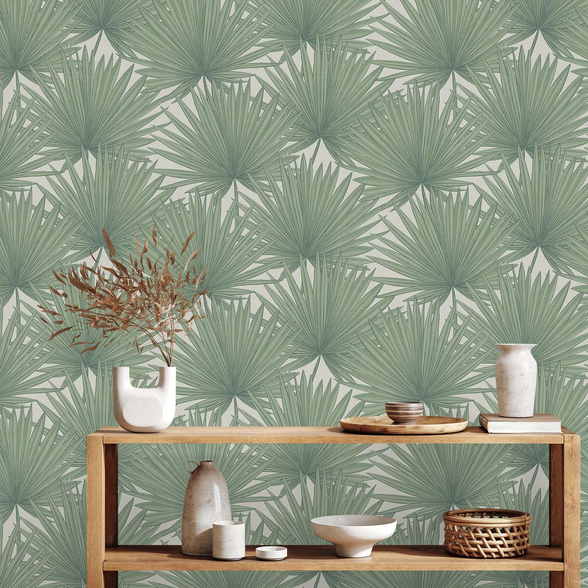 jungle tapet grønne blade - stue non-woven tapet palmeblad