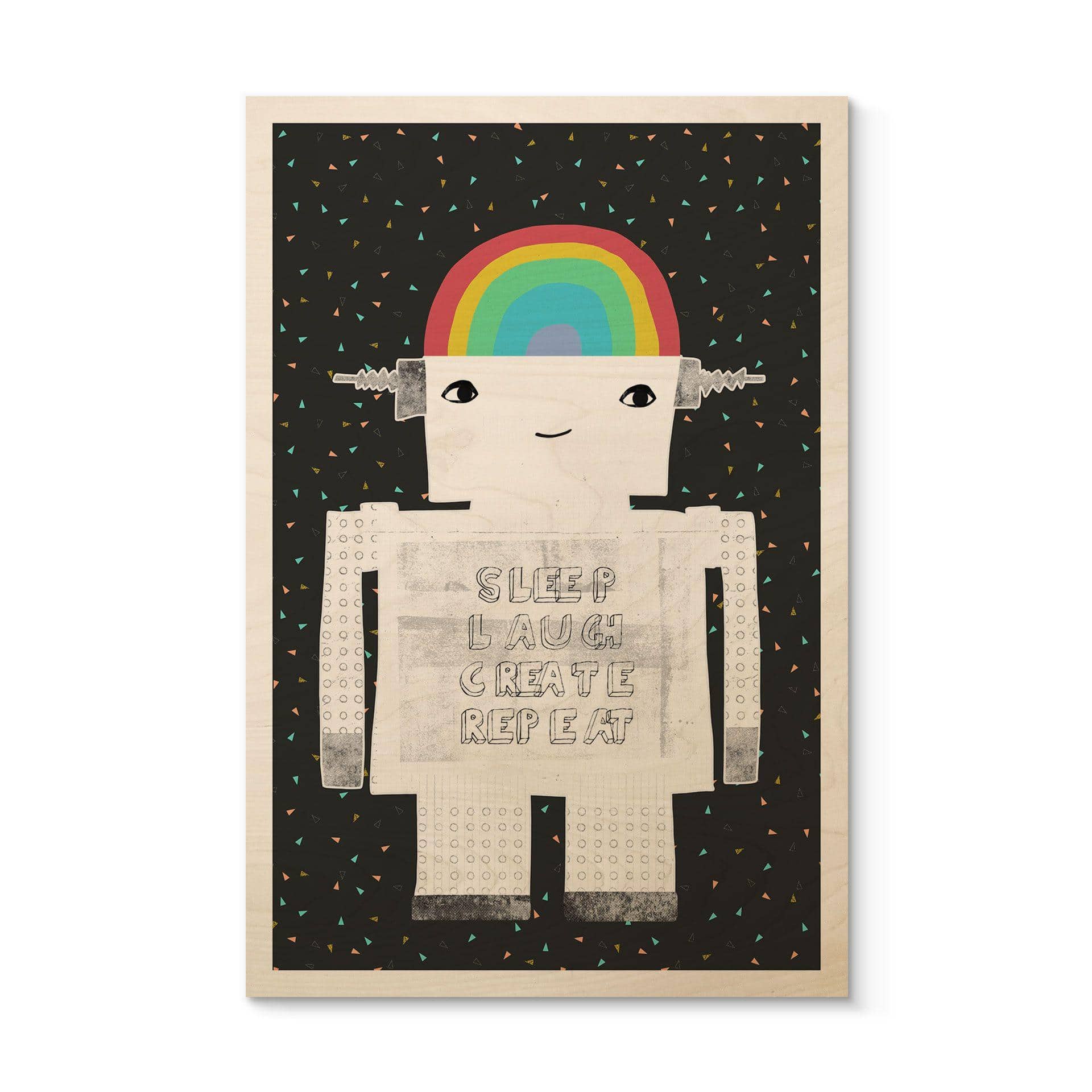 Billede af træ regnbuerobot Sleep Laugh Create - Treechild