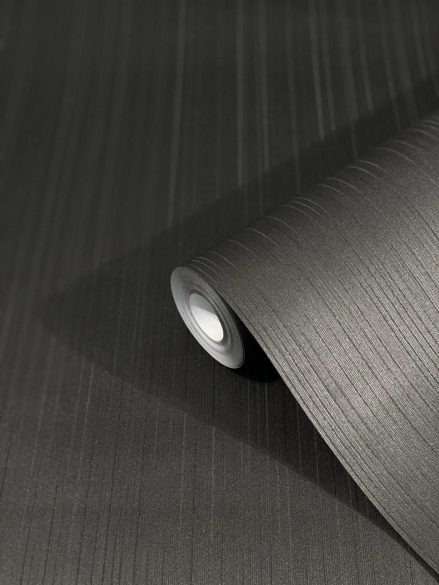 Non-woven tapet med skinnende fine striber og linjer sorte striber af Harald Glööckler