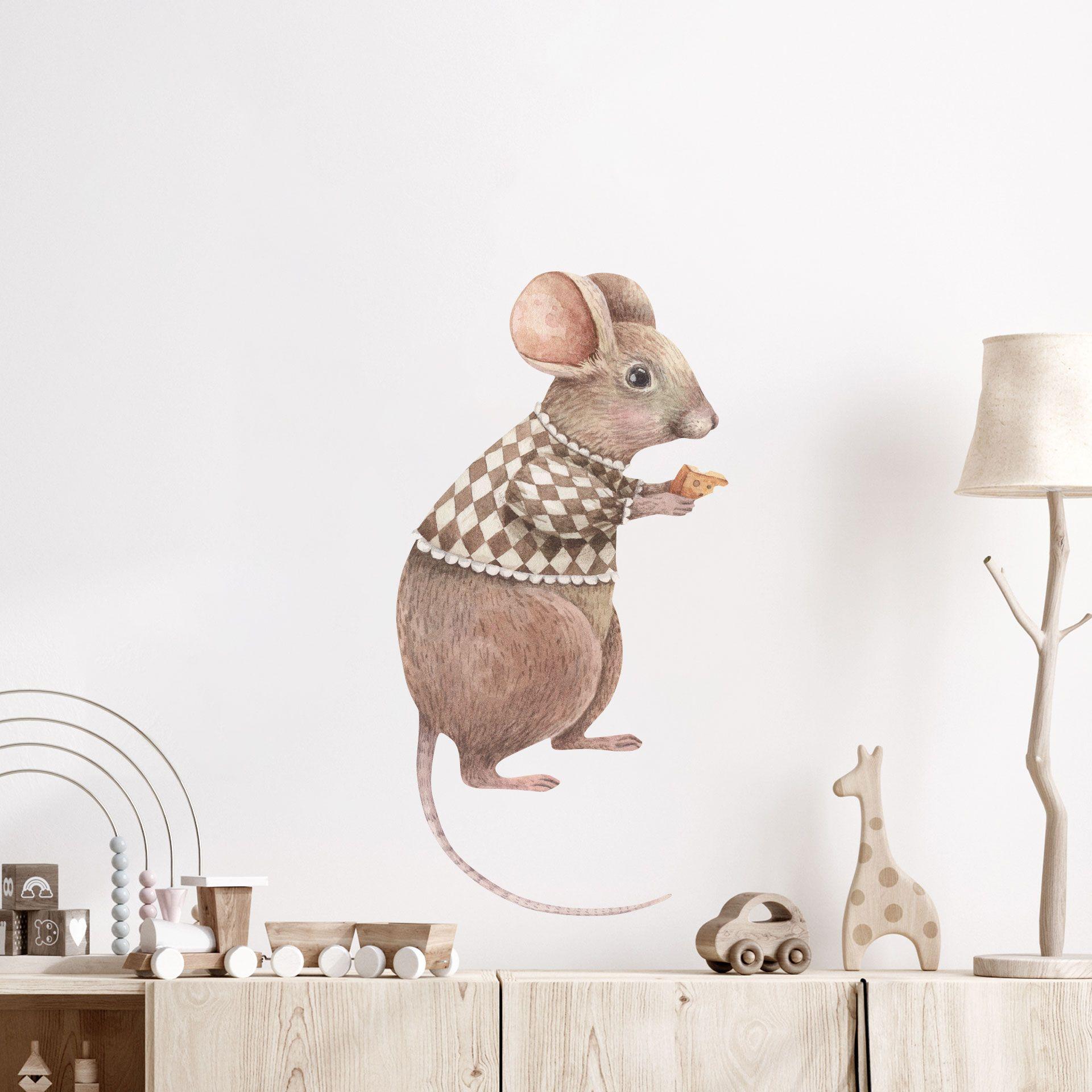 Wallsticker med mus - Lykke med ost - Kikki Belle