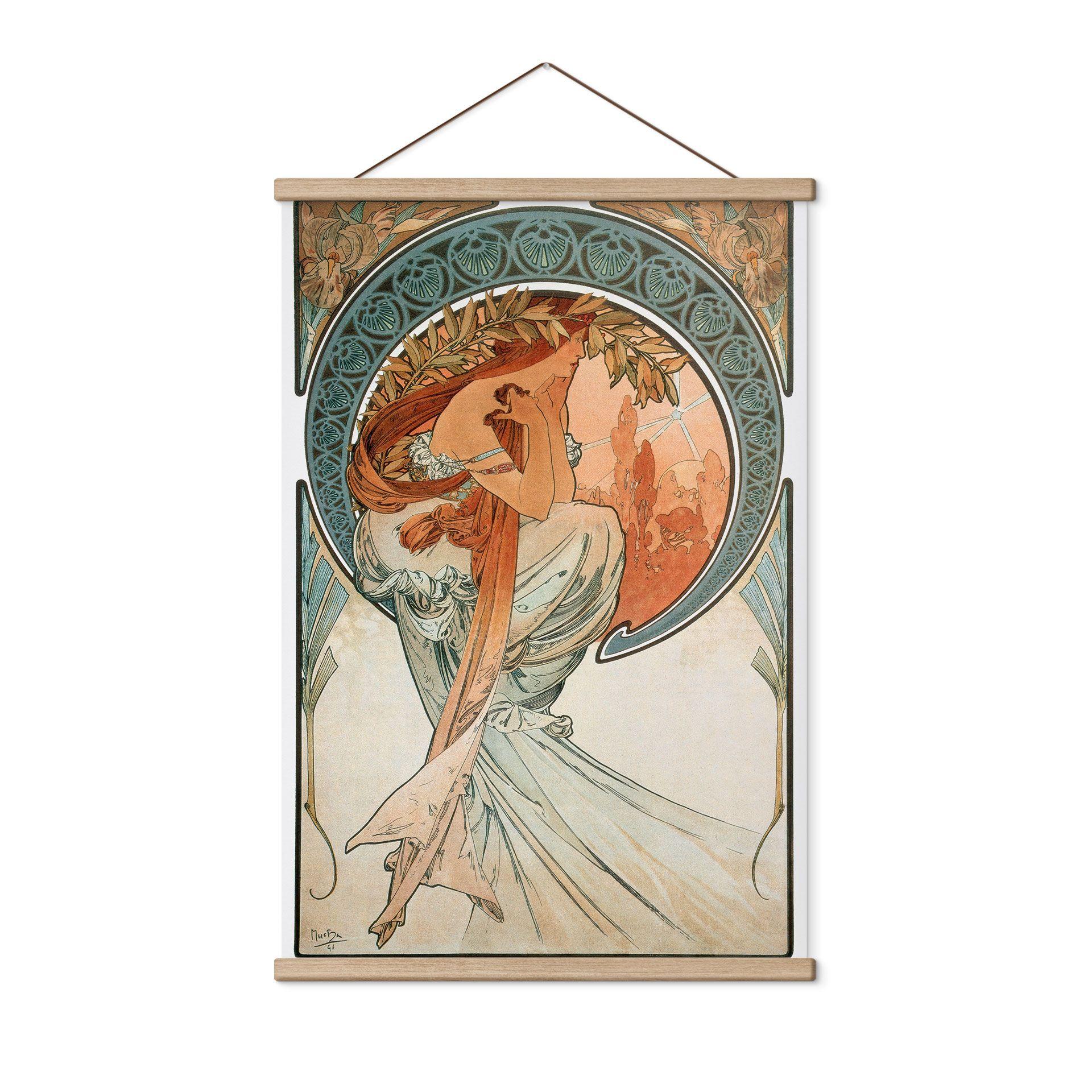 Tekstil plakat Mucha - Fire kunstarter: Poesi