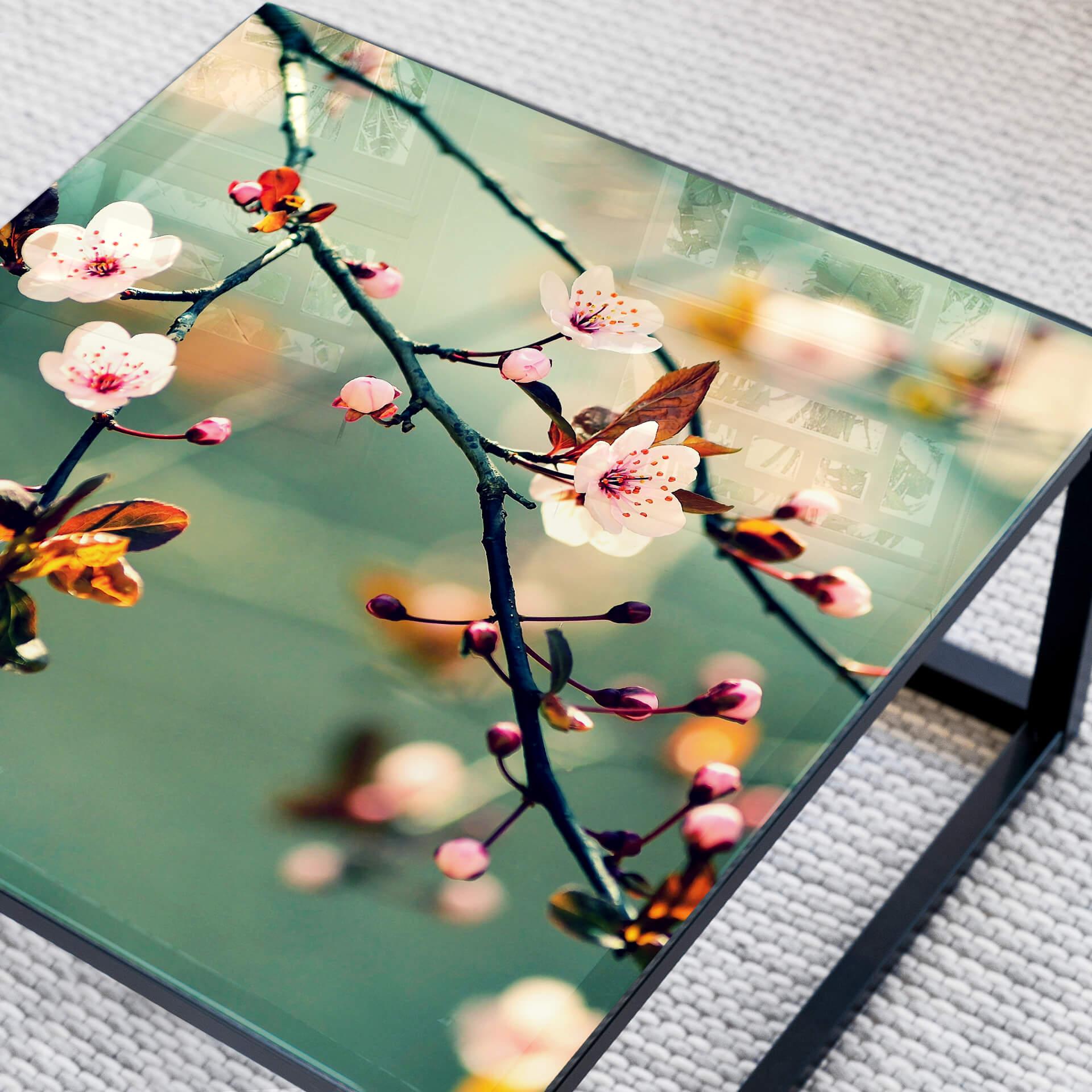 Plateau de table en verre - Éveil du printemps - Carré