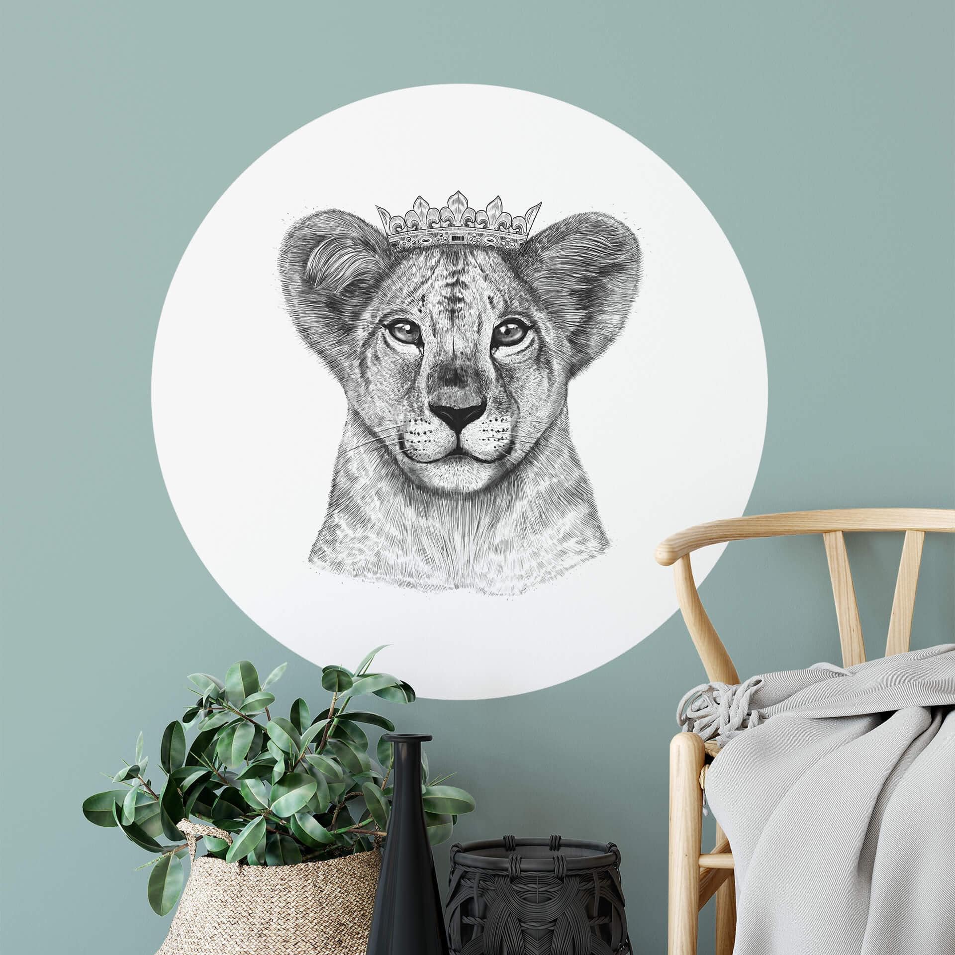 Sticker mural Korenkova - La princesse lionne - Rond