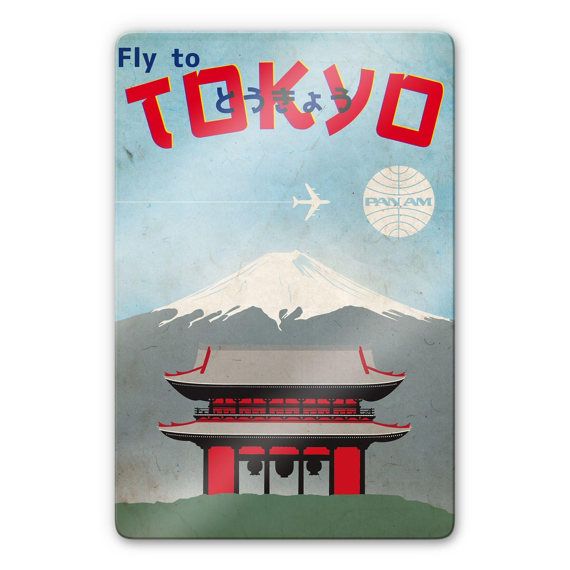 Glasschilderij PAN AM - Fly to Tokyo