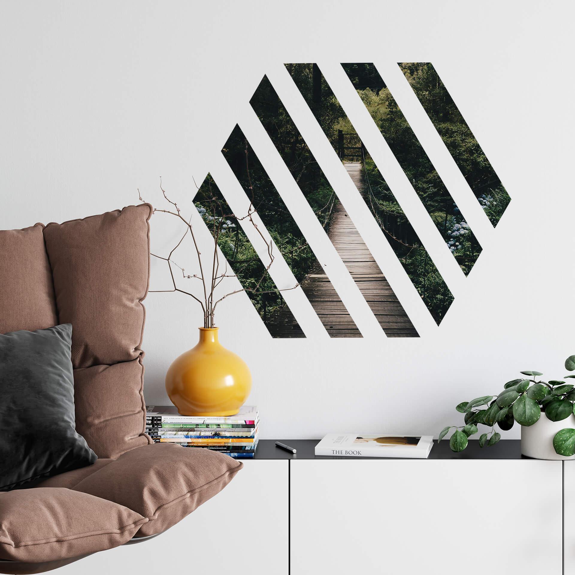 Muursticker Bosweggetje als hexagon
