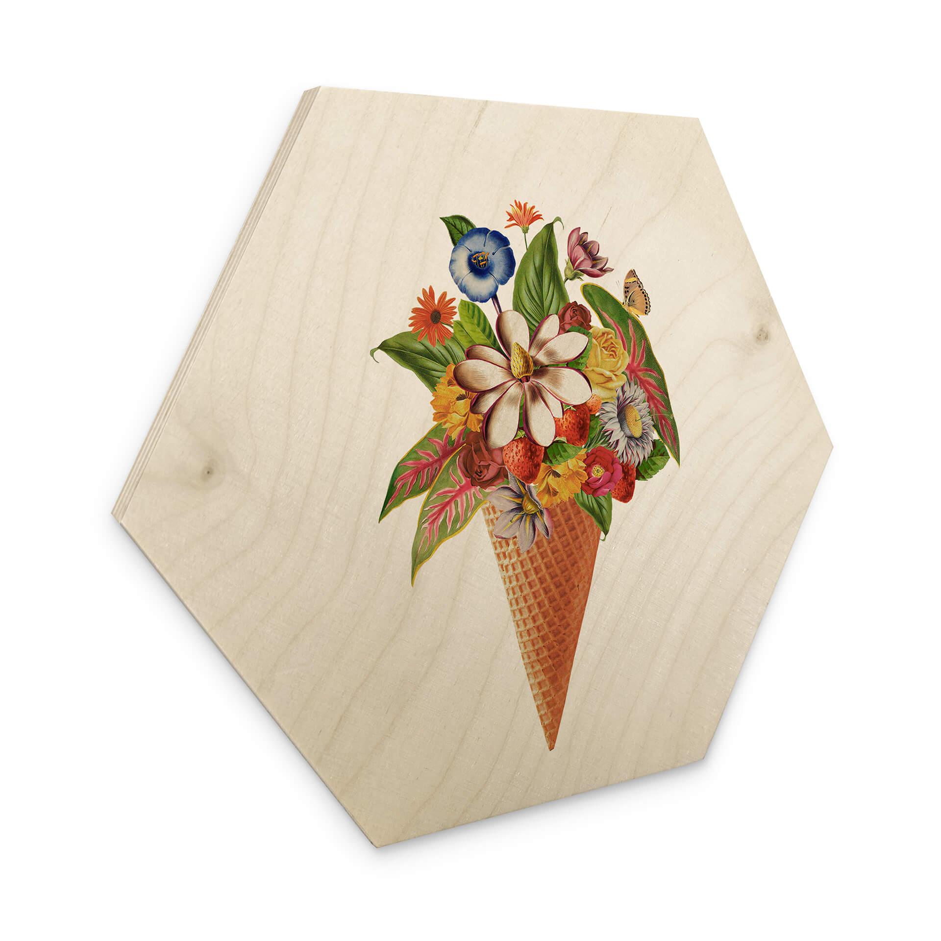 Hexagone - Bois Frida Floral Studio - Cornet de glace fleuri