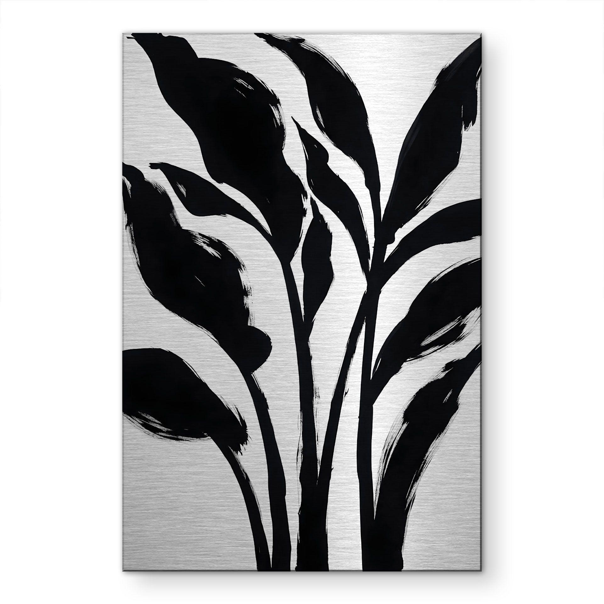 Alu-Dibond spazzolato con Effetto Oro, Argento e Rame - Arte botanica a pennello - Bruzual