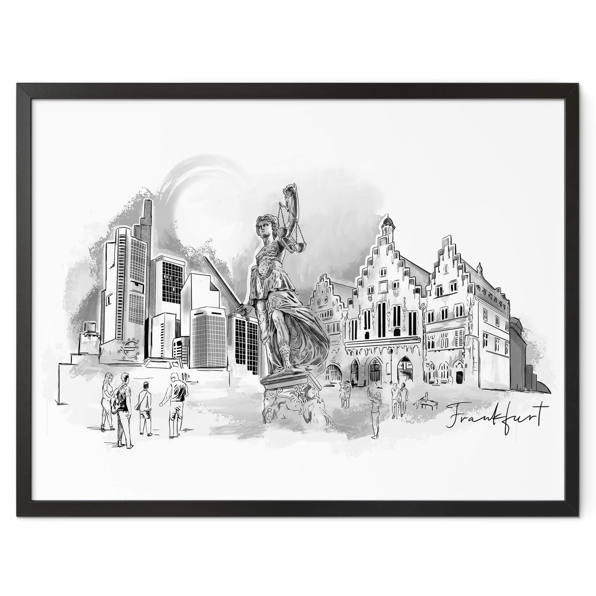 Póster Fráncfort - Blanco y negro - Love your City