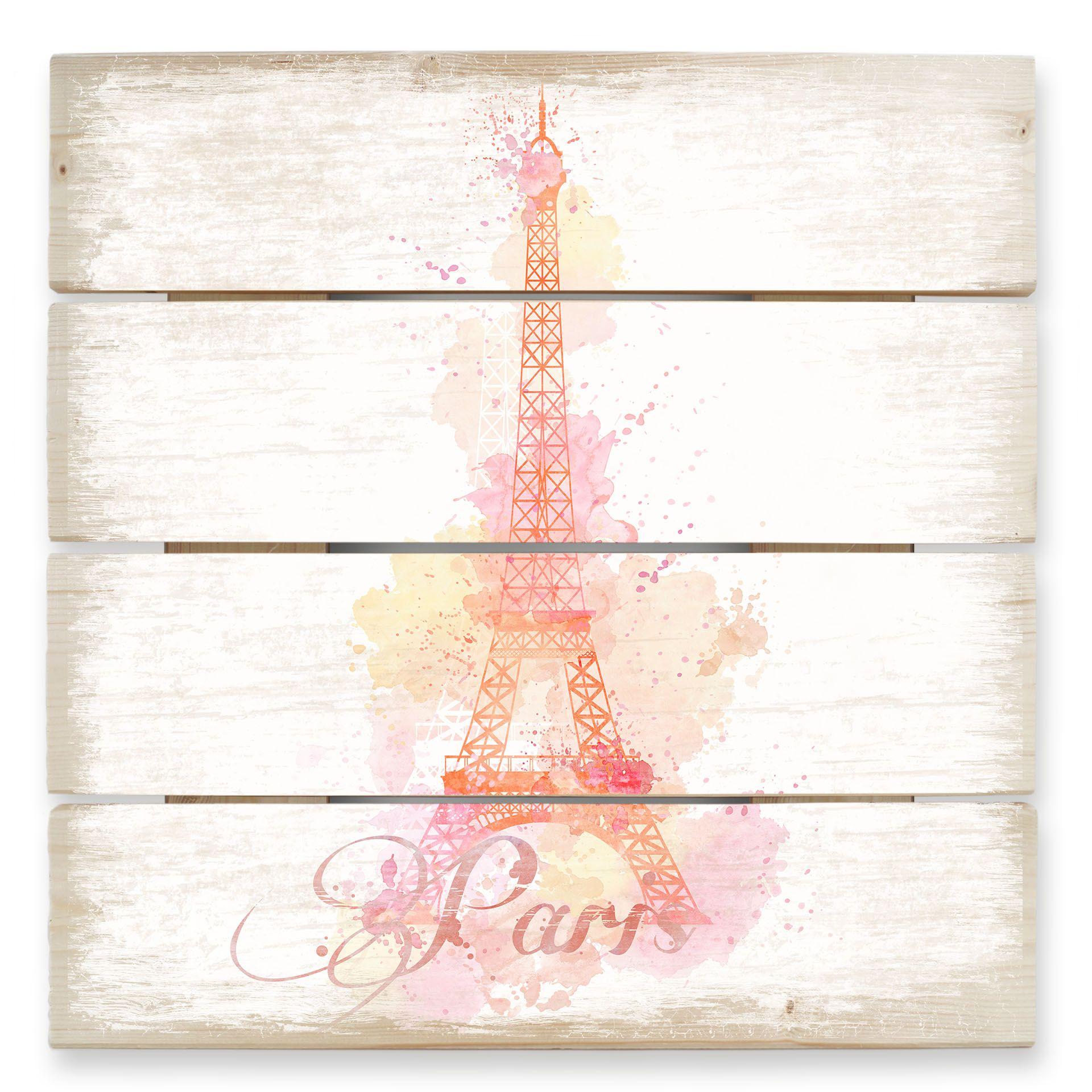 Cuadro de madera La Tour Eiffel acuarela - 40x41,5 cm