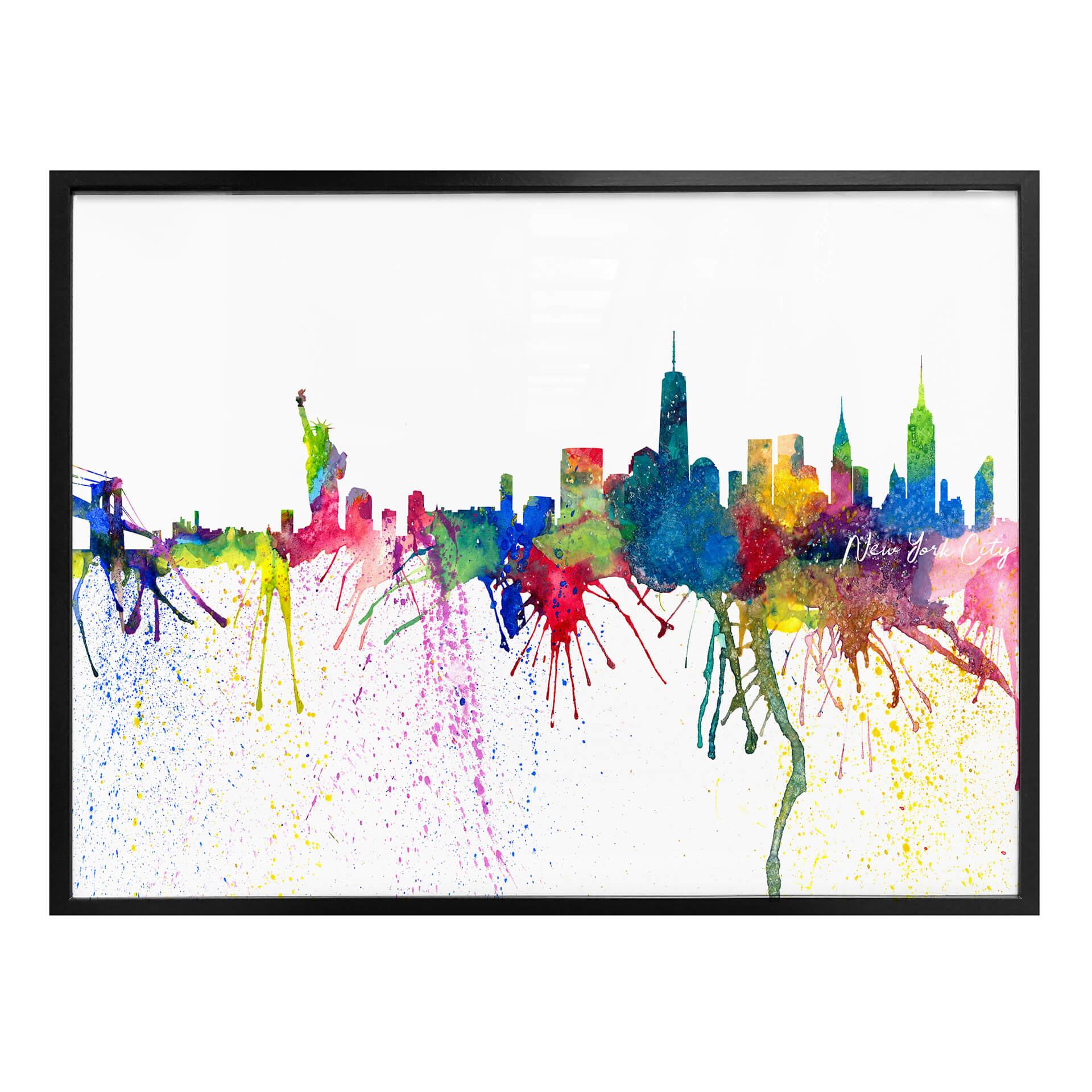 Póster Bleichner - Skyline de New York en acuarela