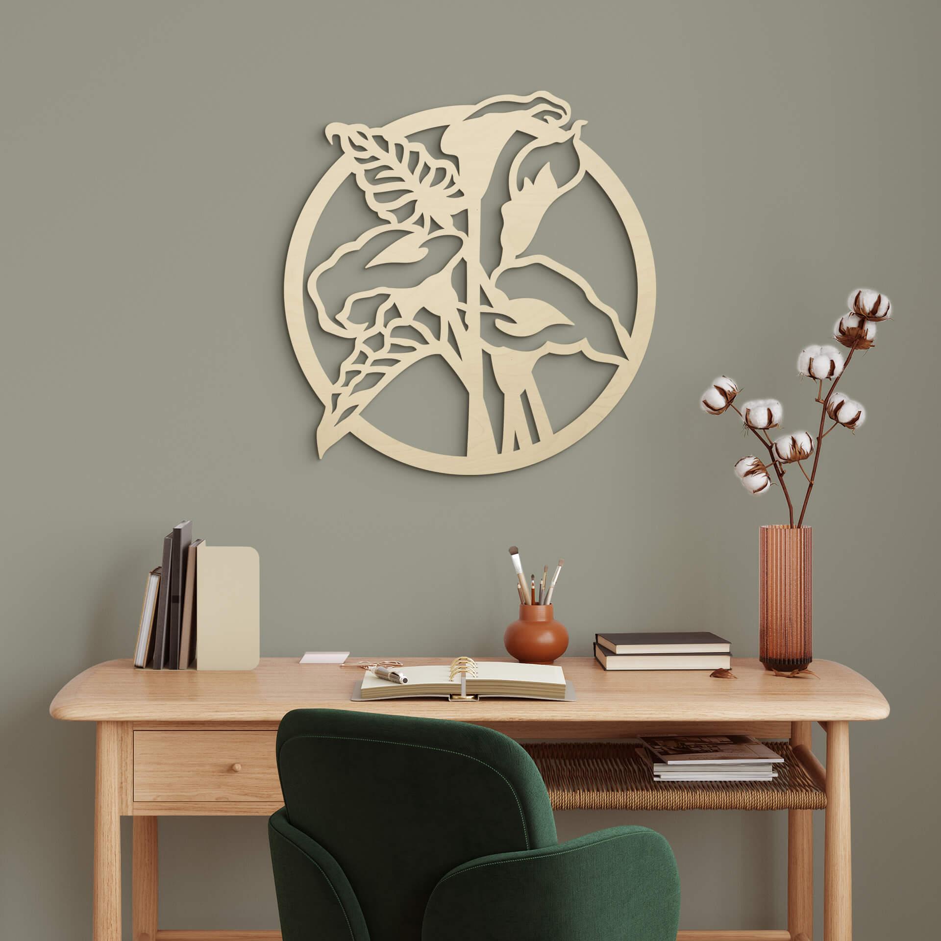 Decoración en madera flor de cala - álamo