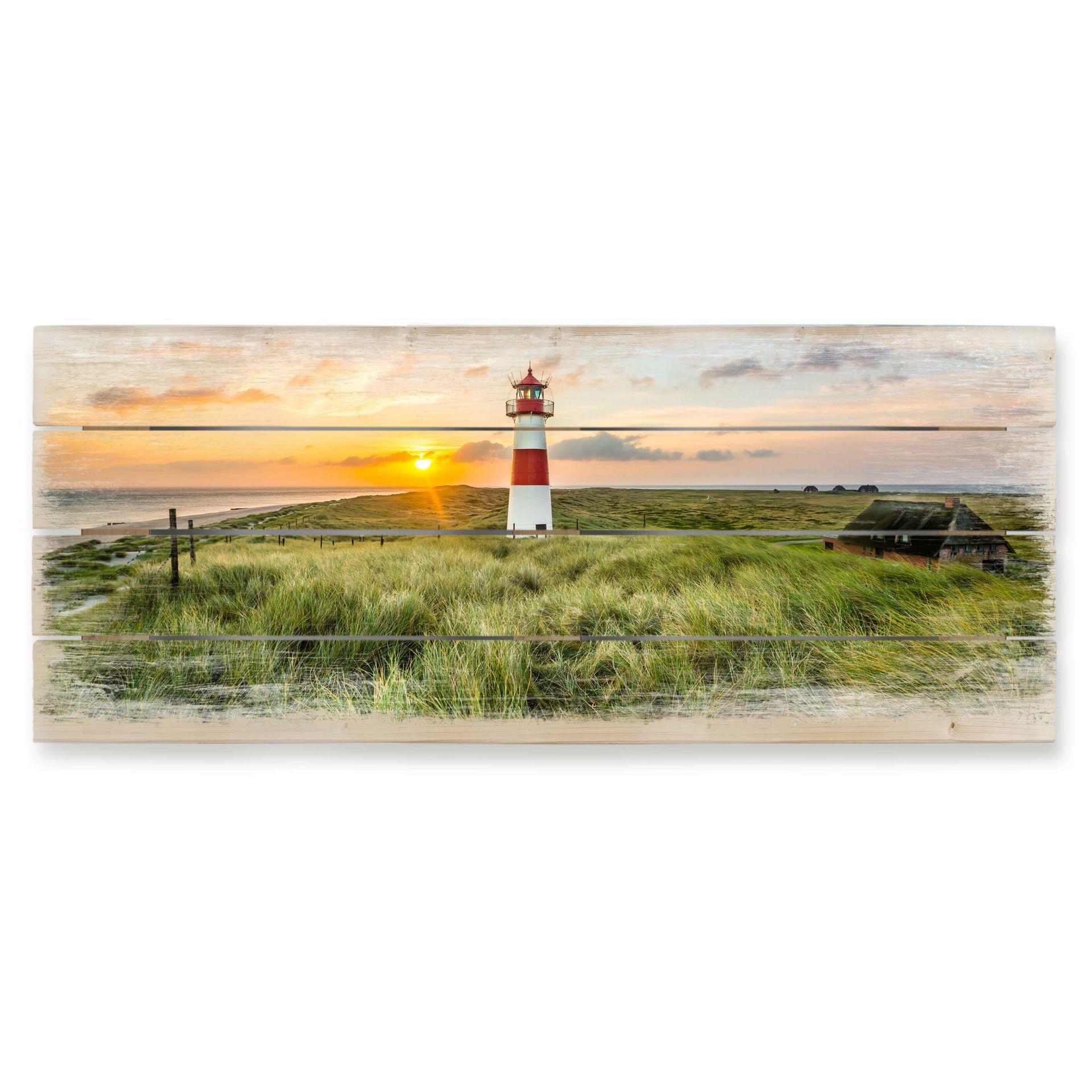 Holzbild Leuchtturm auf Sylt - 100x40 cm