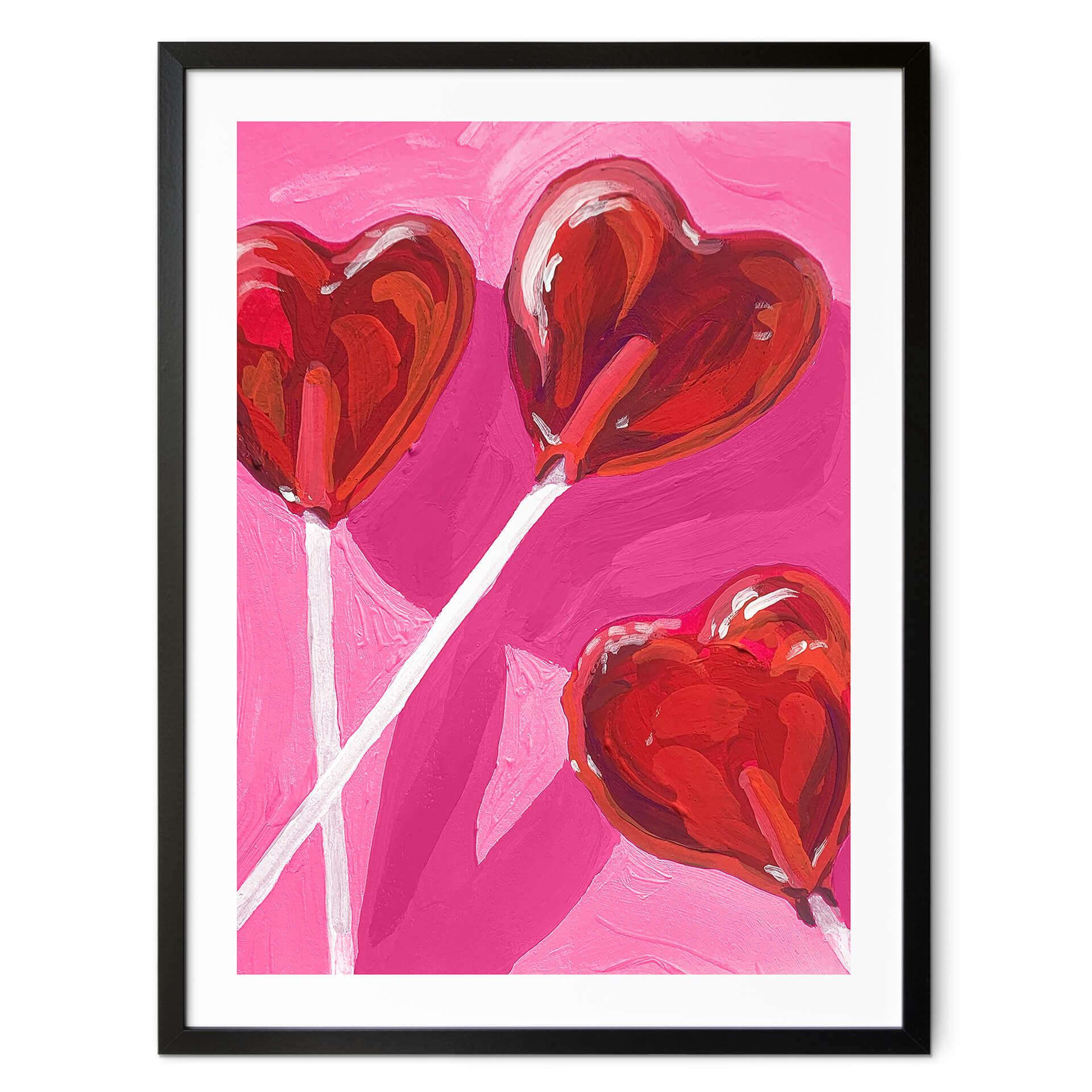 Póster Llave y Mar - Piruleta en forma de corazón