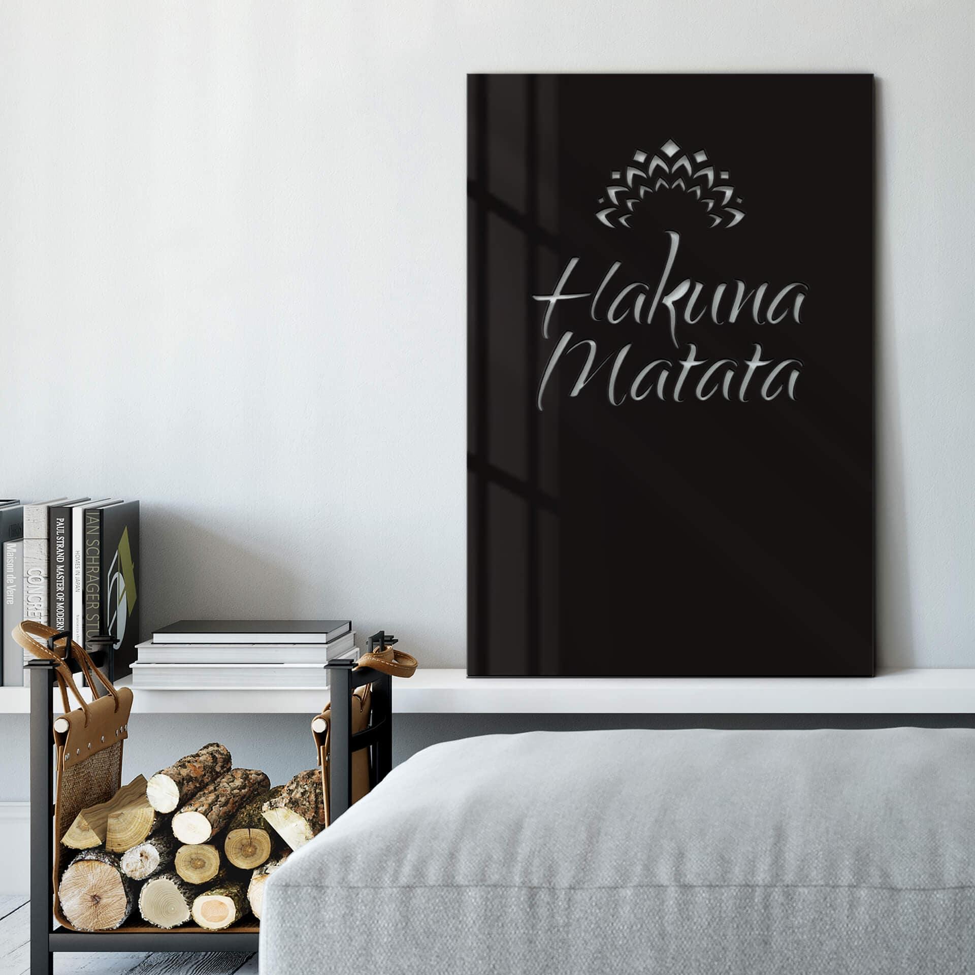 Cuadro decorativo cristal acrílico - Hakuna Matata con flor