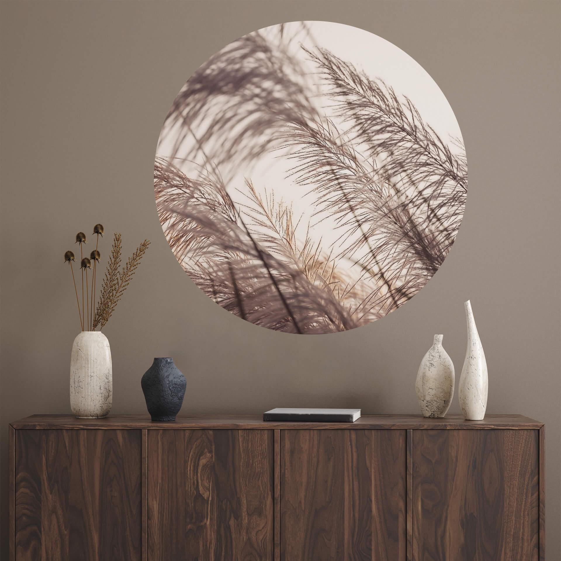 Wallsticker græsser i pastel - rund